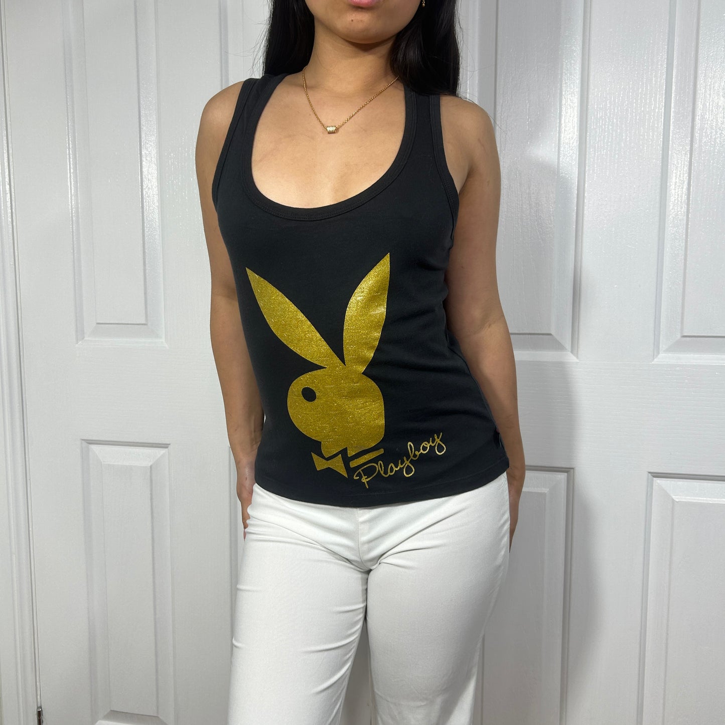Black Playboy Gold Tank Top - Size M/L