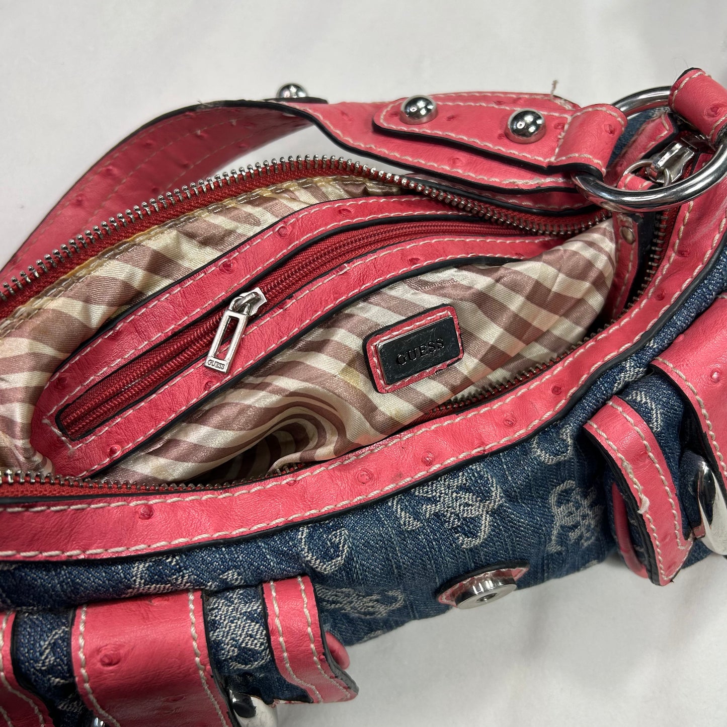 Vintage 2003 Pink Denim Guess Shoulder Bag