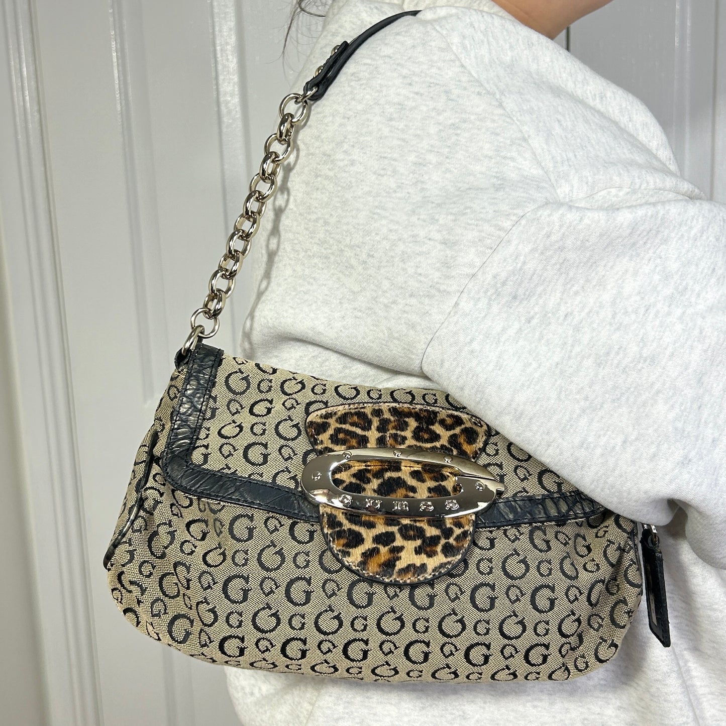 Vintage Guess Leopard Print Shoulder Bag