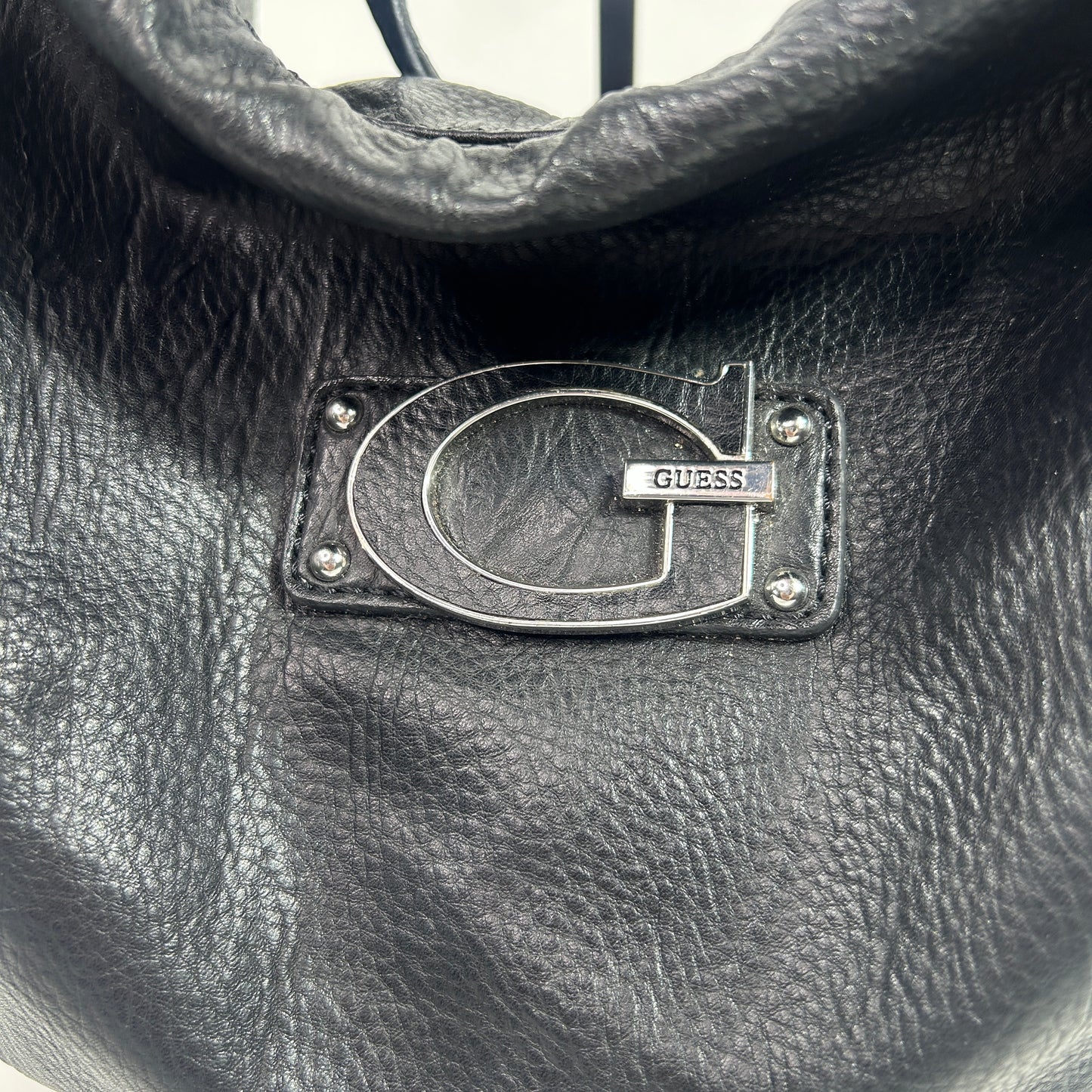 Vintage Faux Leather Black Guess Shoulder Bag