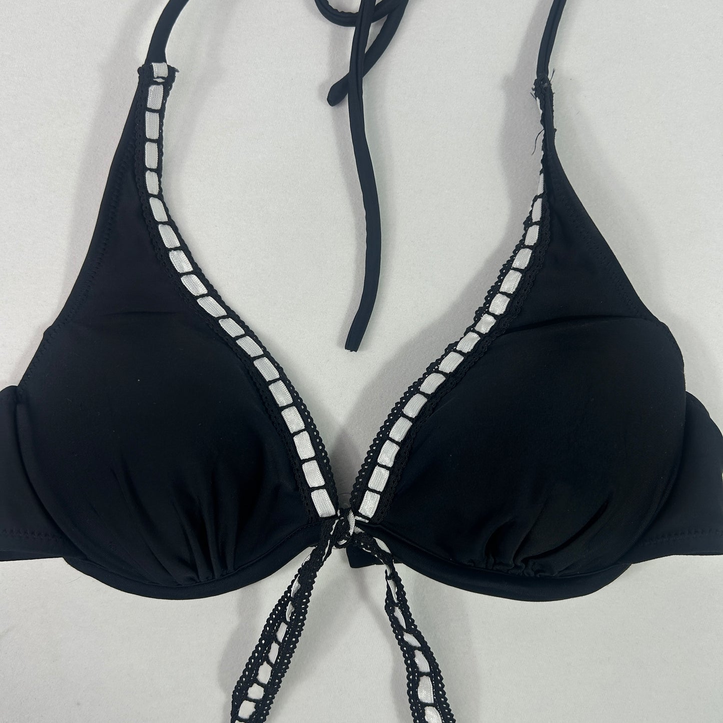 White & Black Bikini Top - Size S