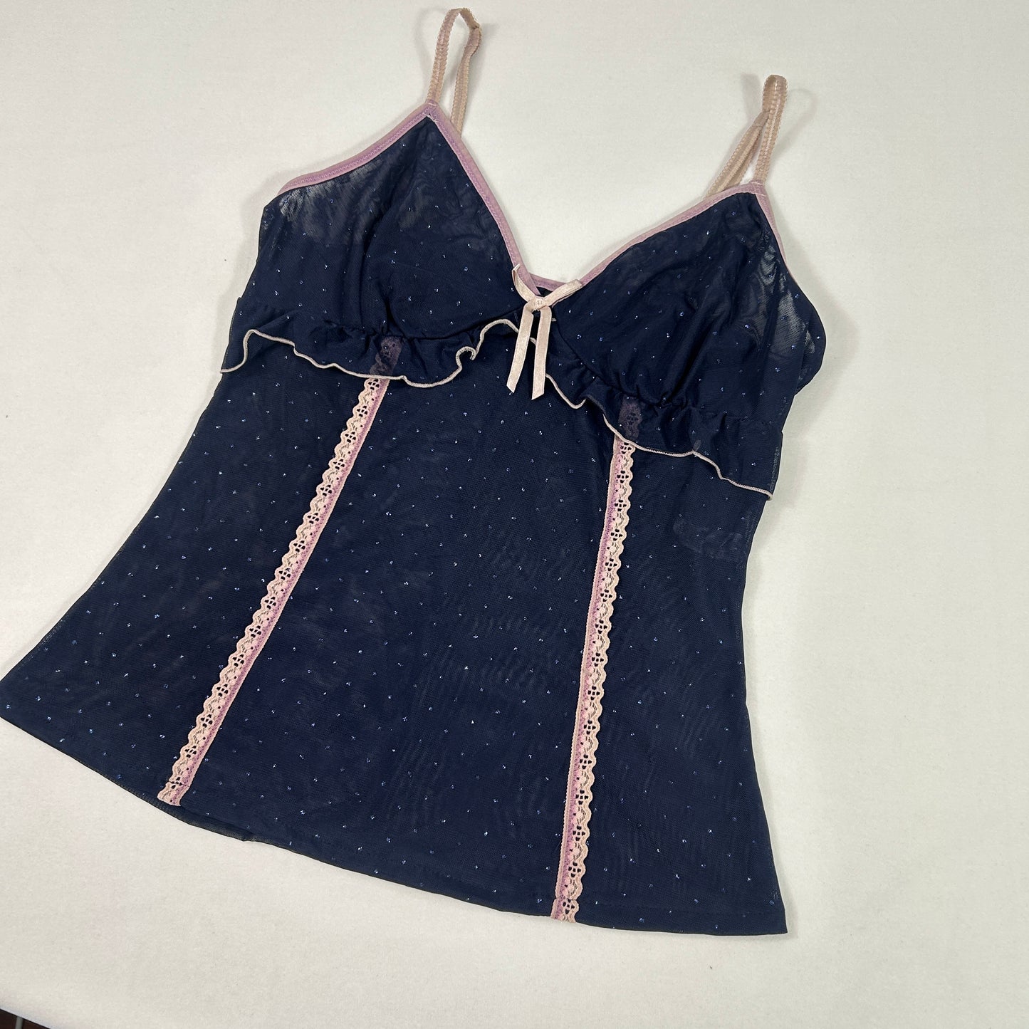 Vintage Navy Blue Glitter Camisole - Size S