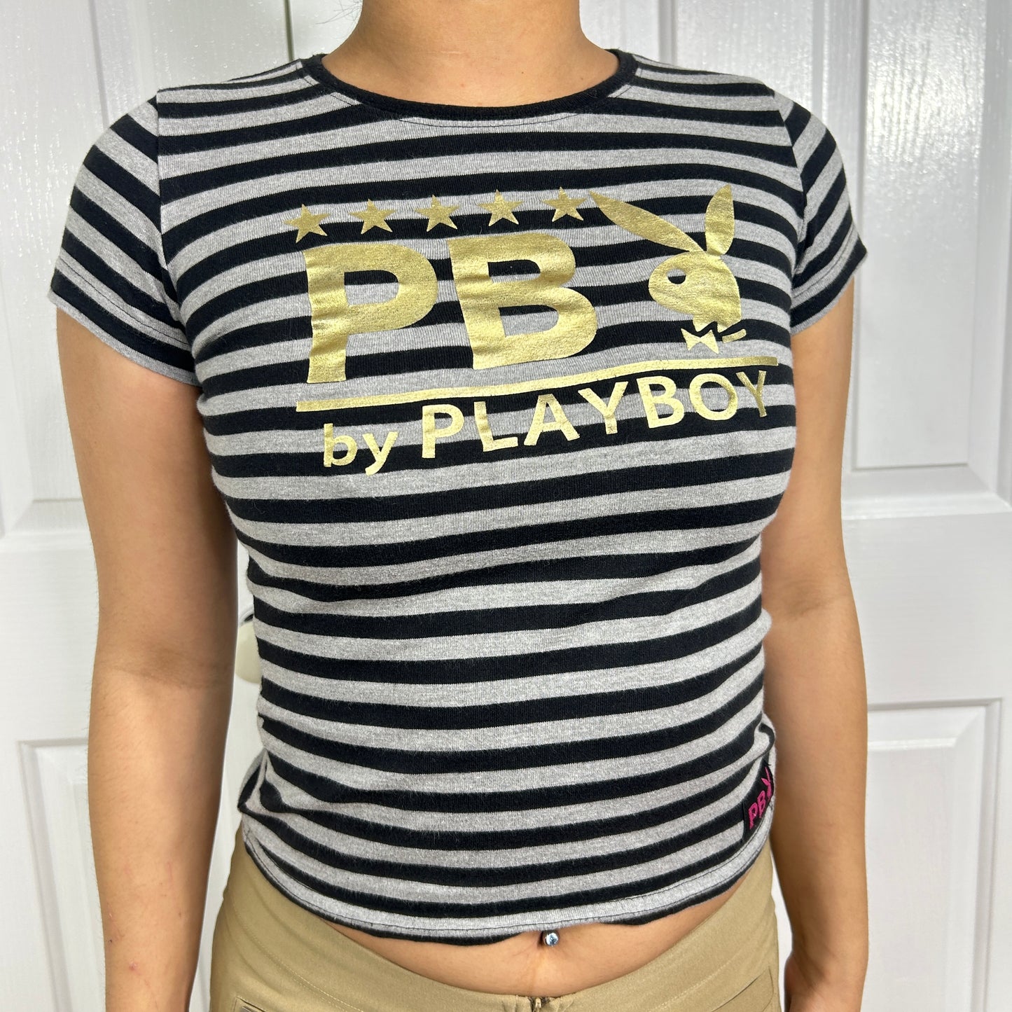 Striped Playboy Babytee - Size XS