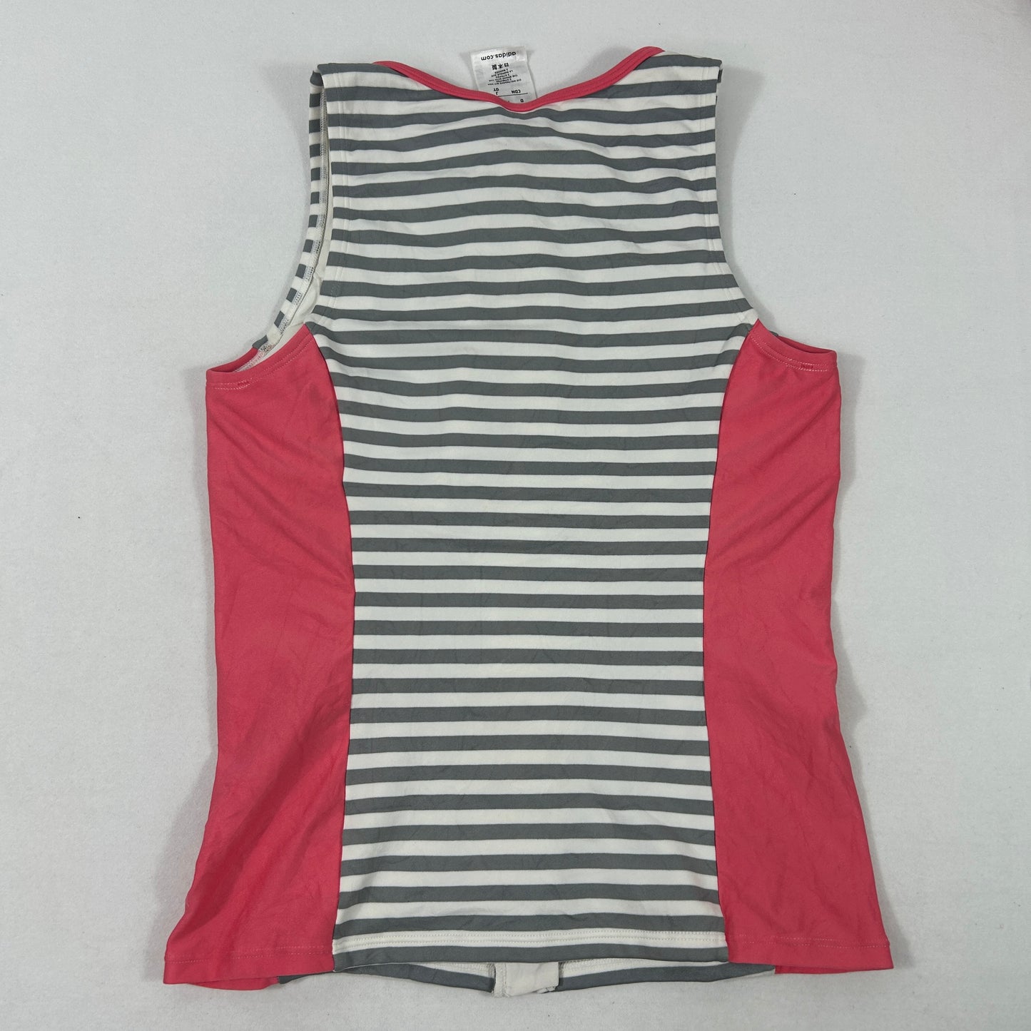 Pink Striped Adidas Sports Tank - S/M