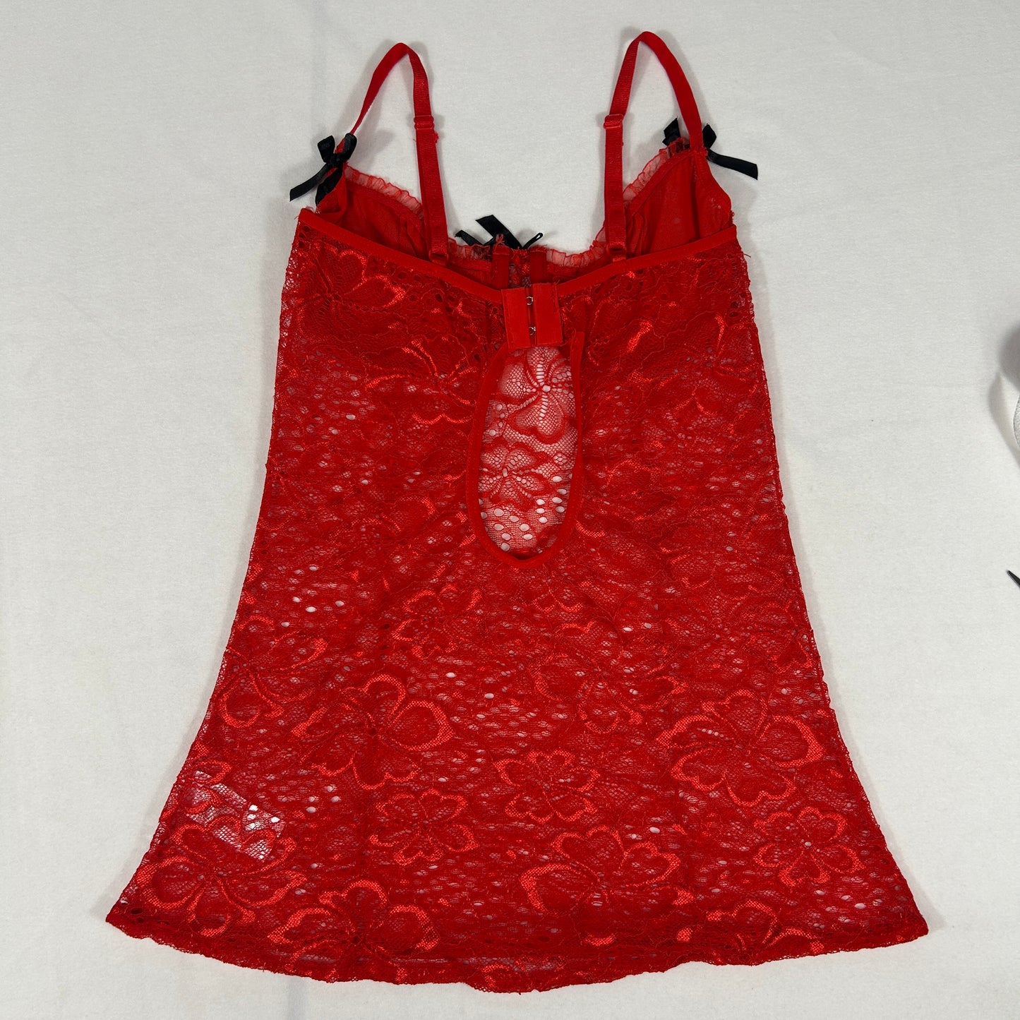Red & Black Bow Lace Camisole - Size XS/S