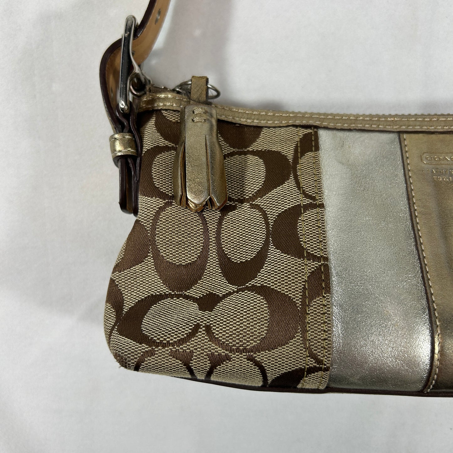 Coach Signature Metallic Stripe Shoulder Bag