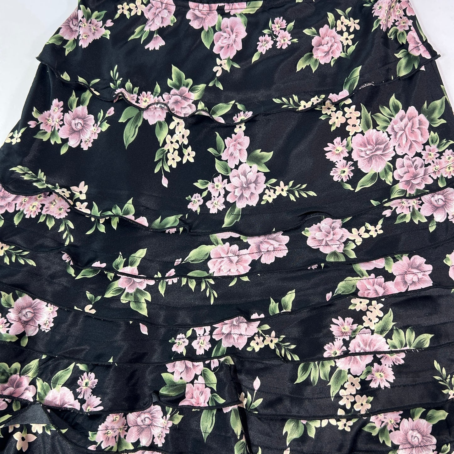Black Floral Midi Skirt - Size S