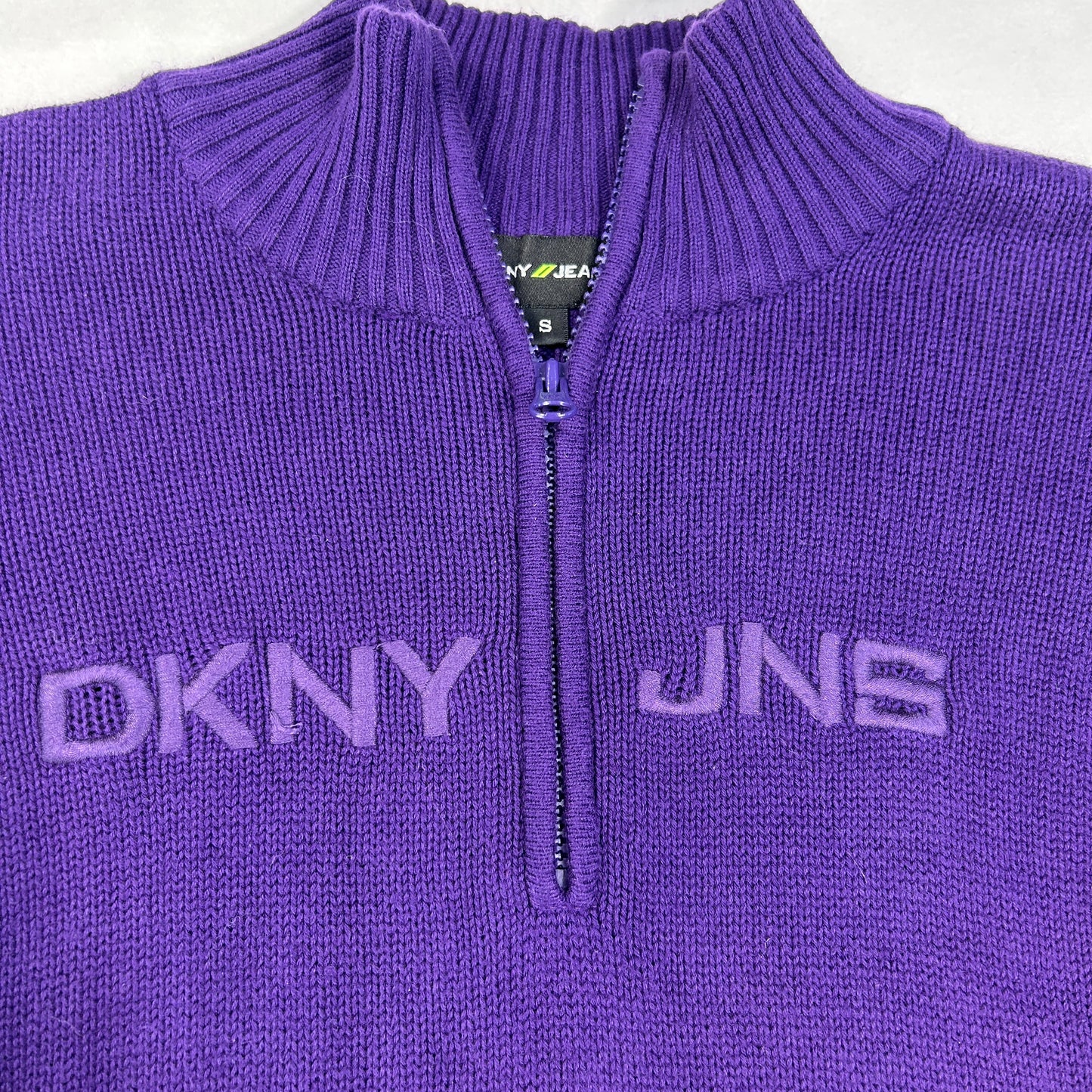 Purple DKNY Jeans 3/4 Zip Sweater - Size S