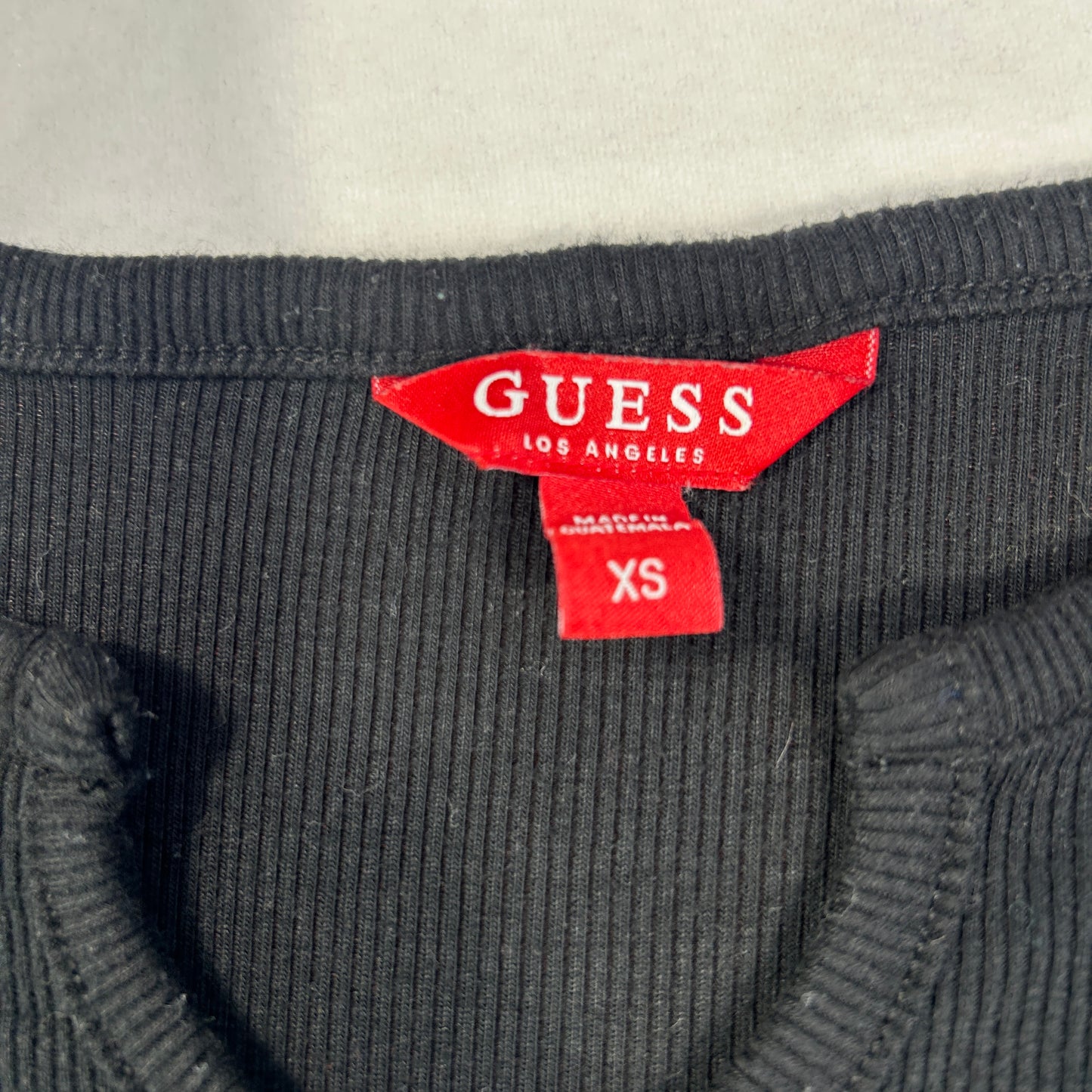 Guess Ribbed V Neck Top - Size S