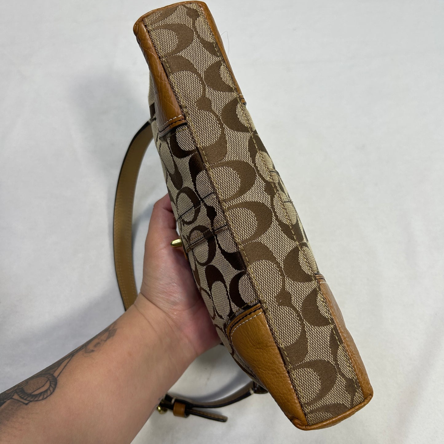 Coach Brown Baguette Turn lock Shoulder Bag