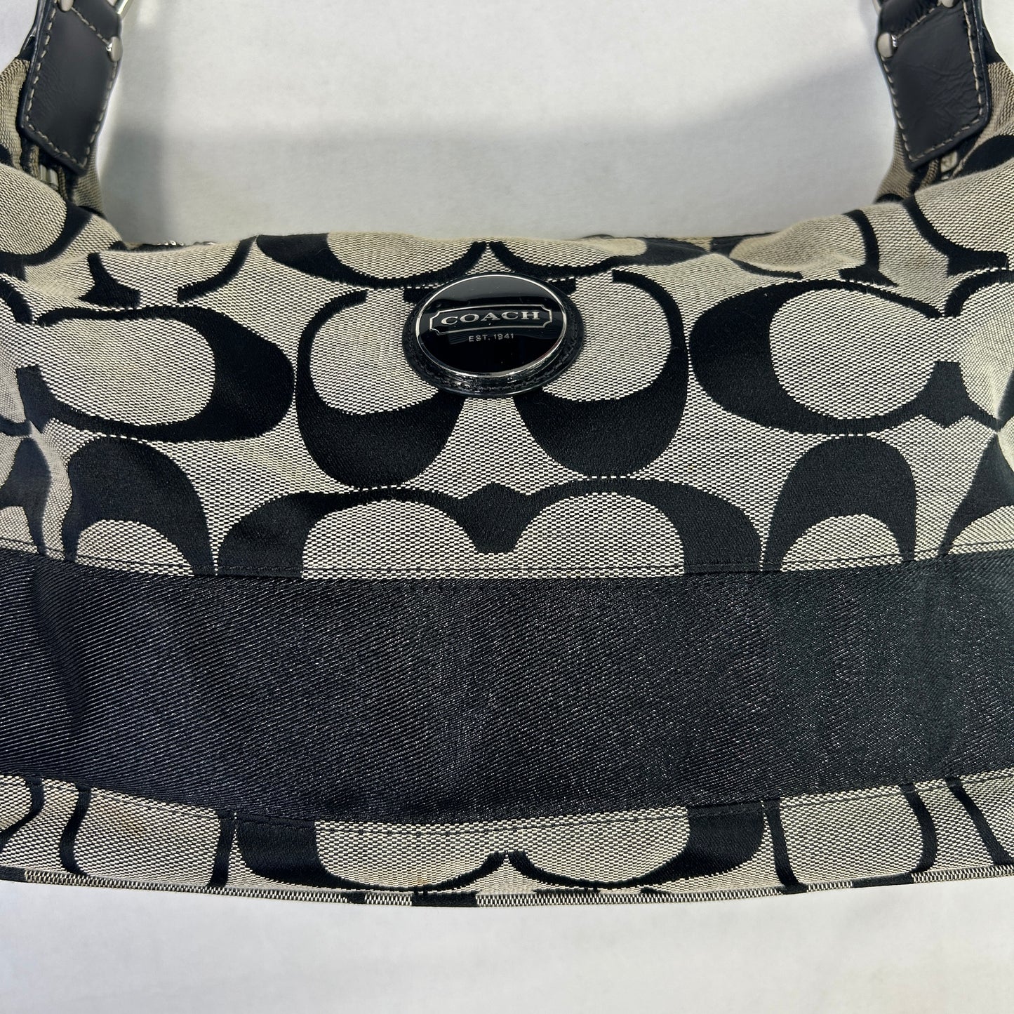Coach Signature Stripe Hobo Shoulder Bag