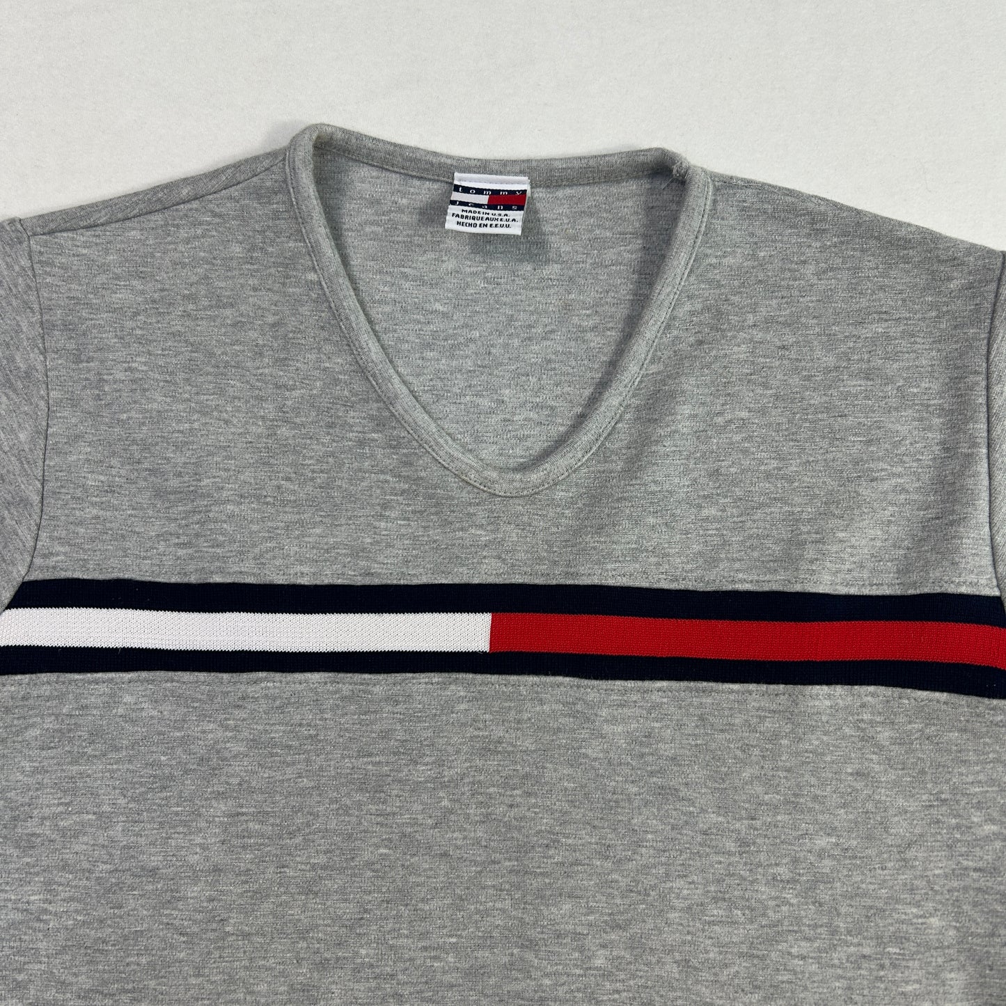 Tommy Jeans Grey Striped Babytee - Size S/M