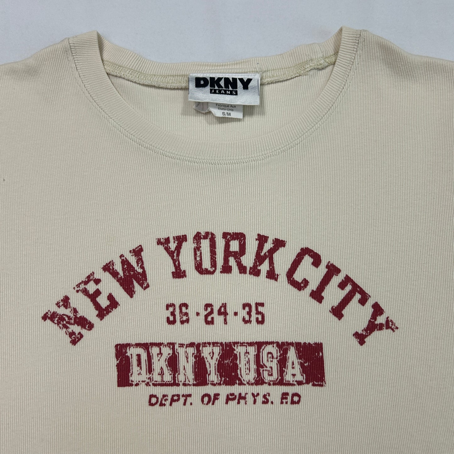 Vintage DKNY Cream Baby Tee - Size S/M