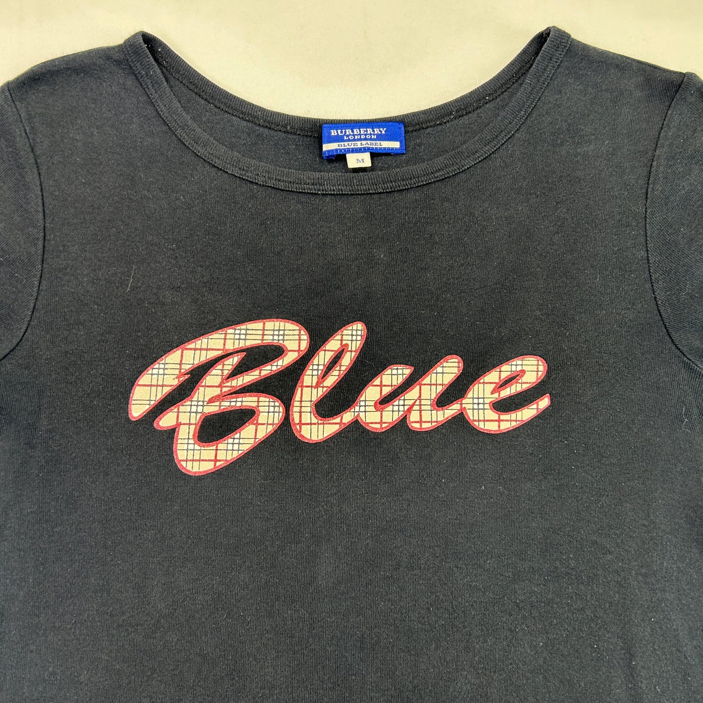 Vintage ' Blue ' Burberry Baby Tee - Size M