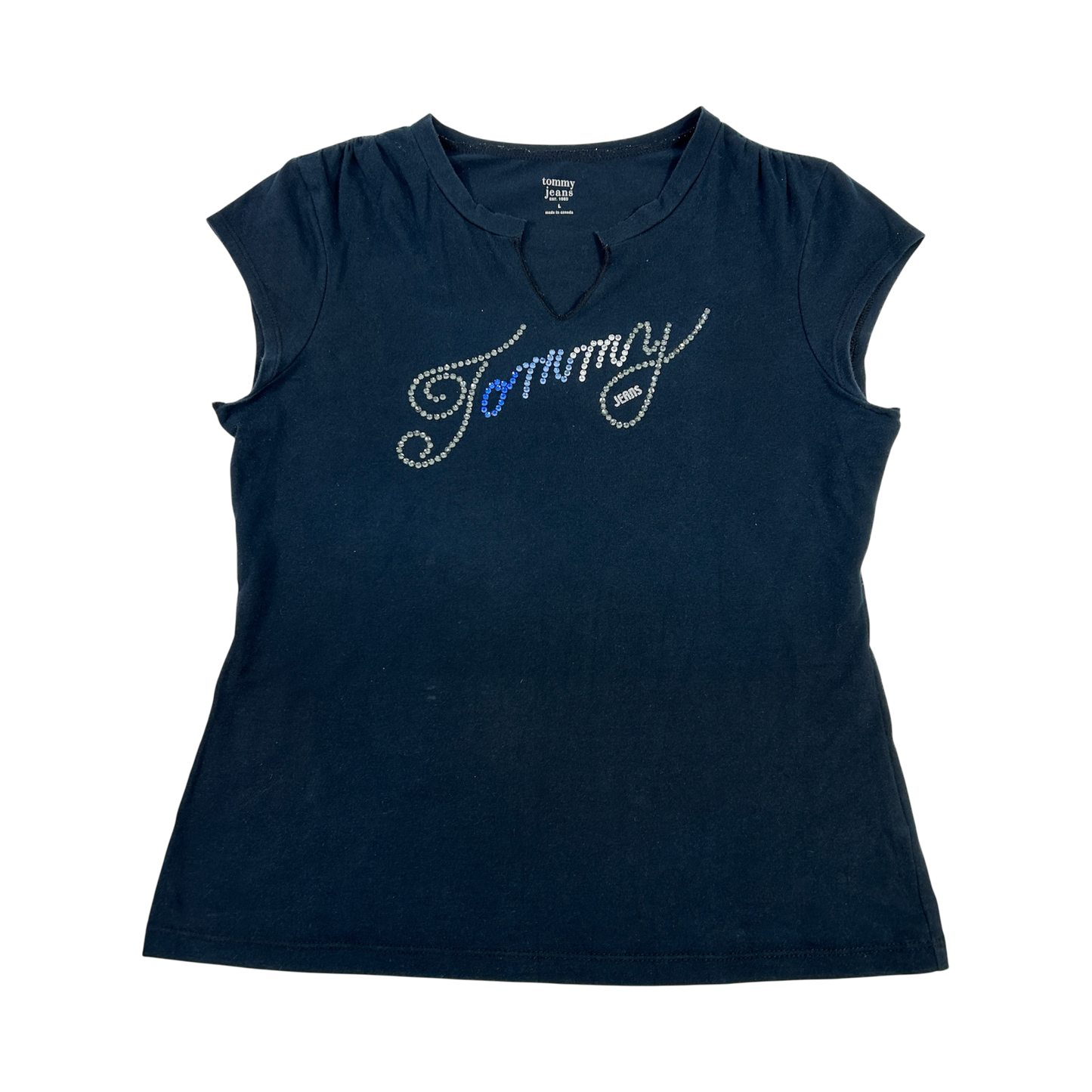 Vintage Blue Tommy Jeans Babytee - Size L/XL