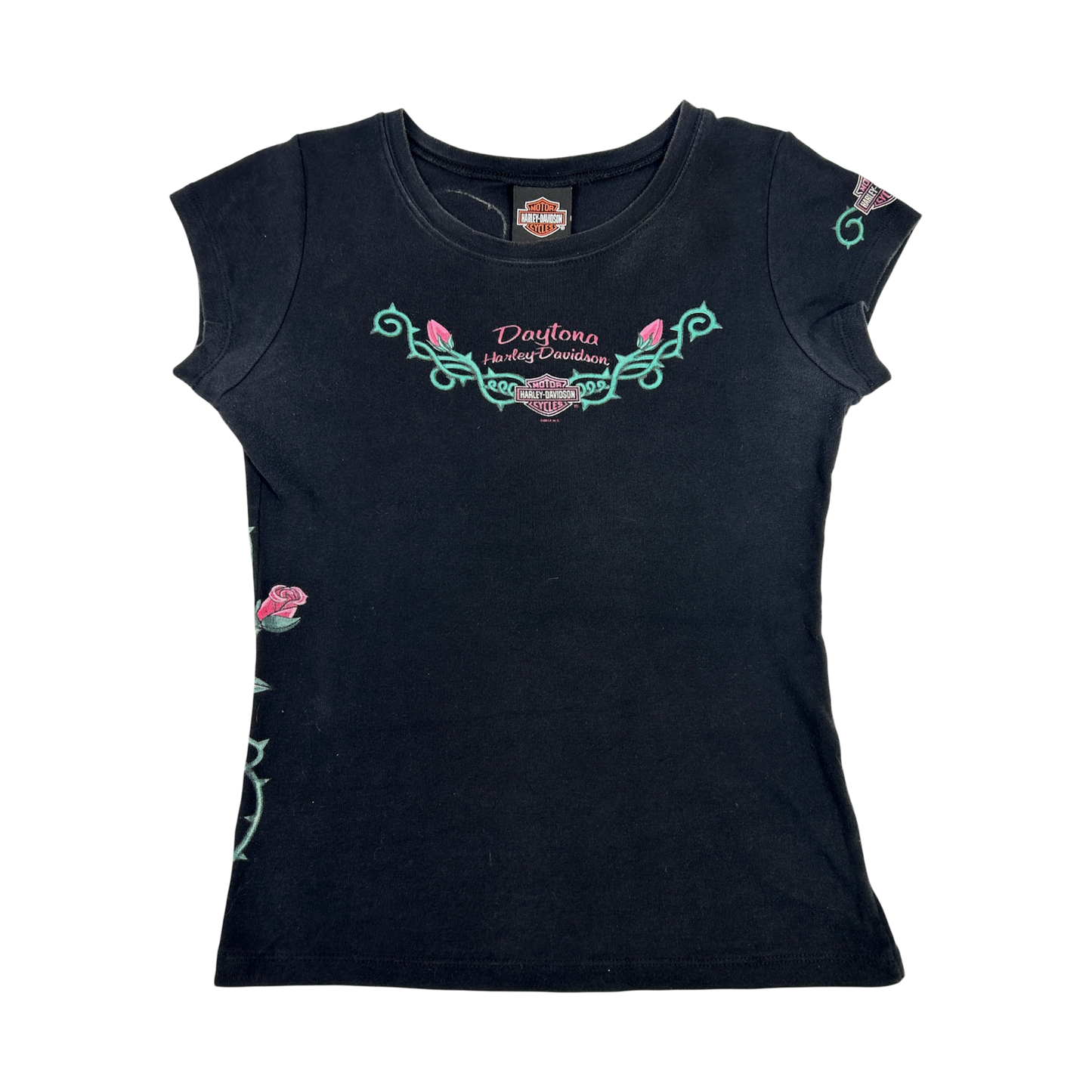 Black Harley Davidson Rose Tee - Size S