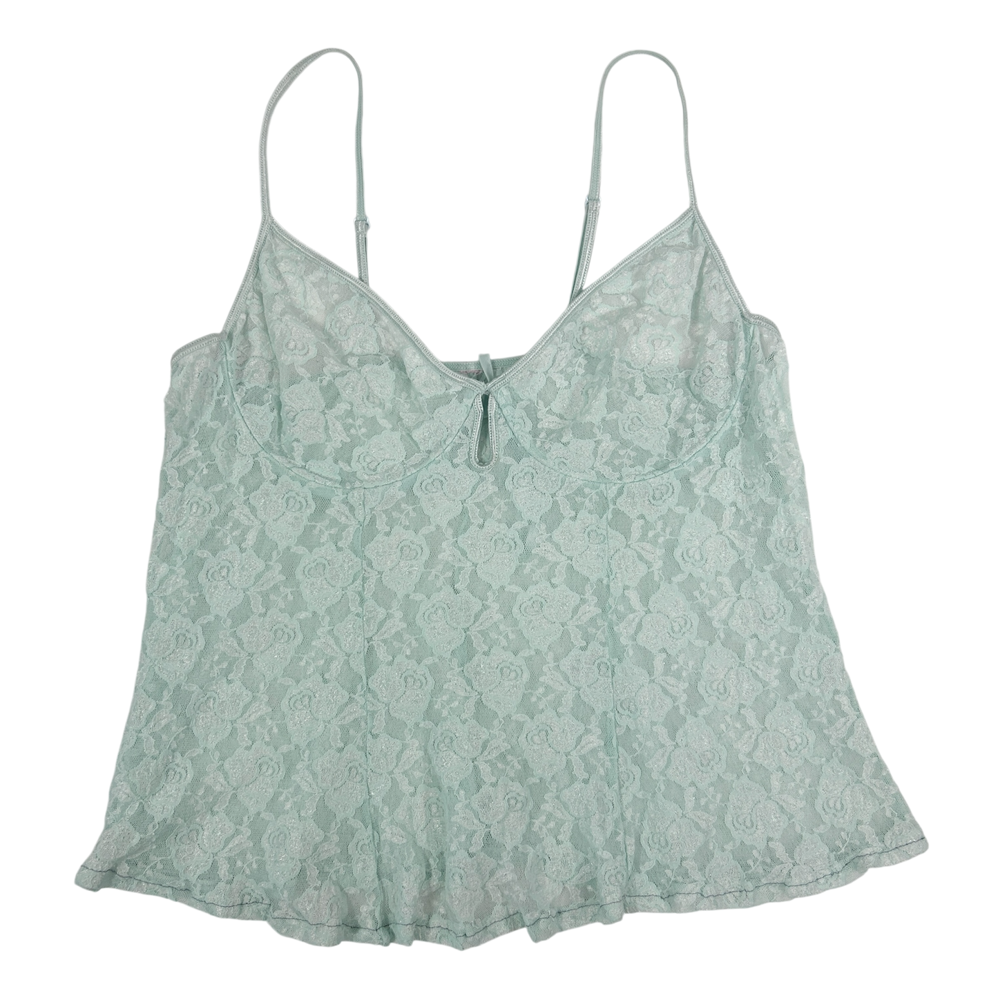 Aqua Sheer Floral Lace Camisole - Size S/M