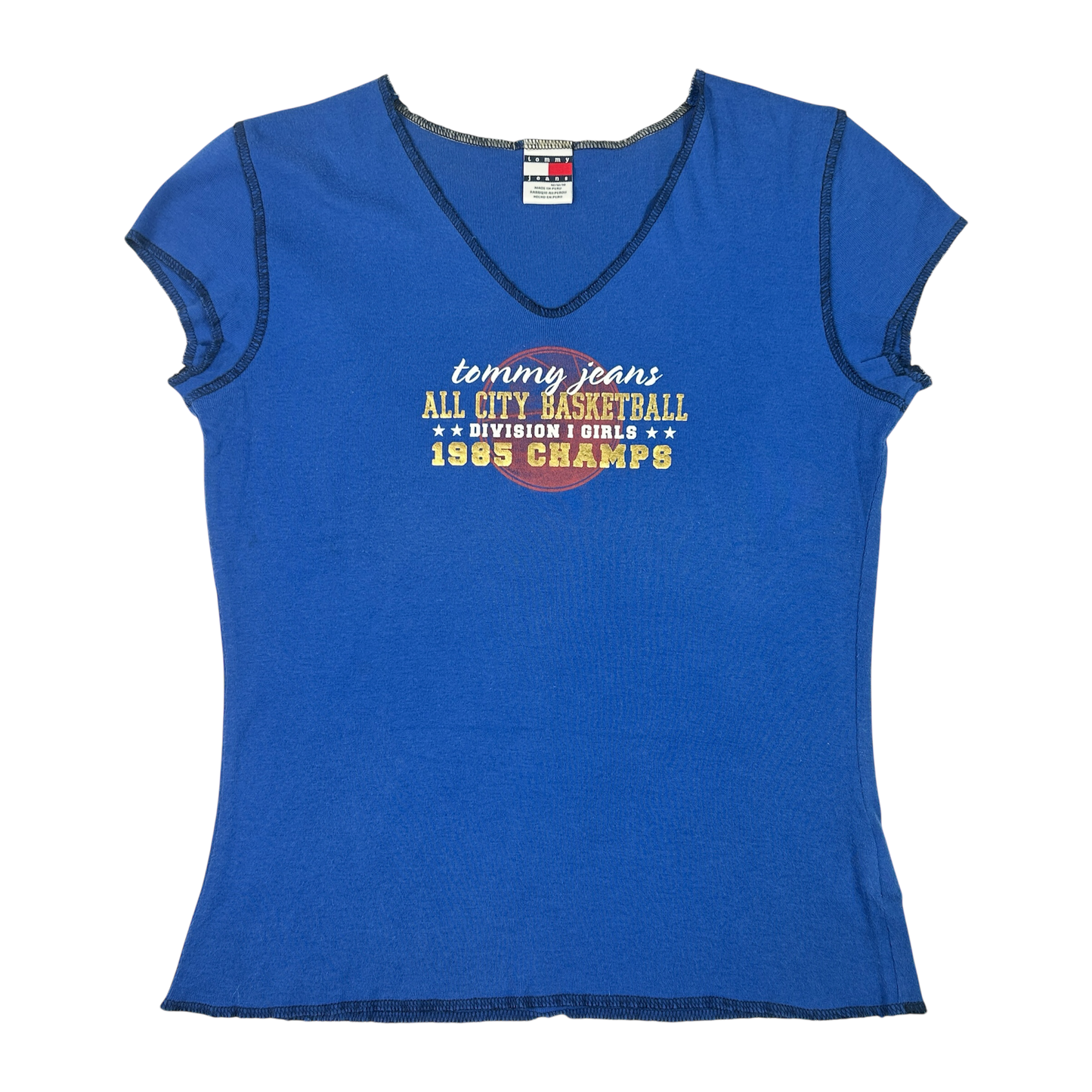 Vintage Blue Tommy Jeans V-Cut Babytee - Size S/M