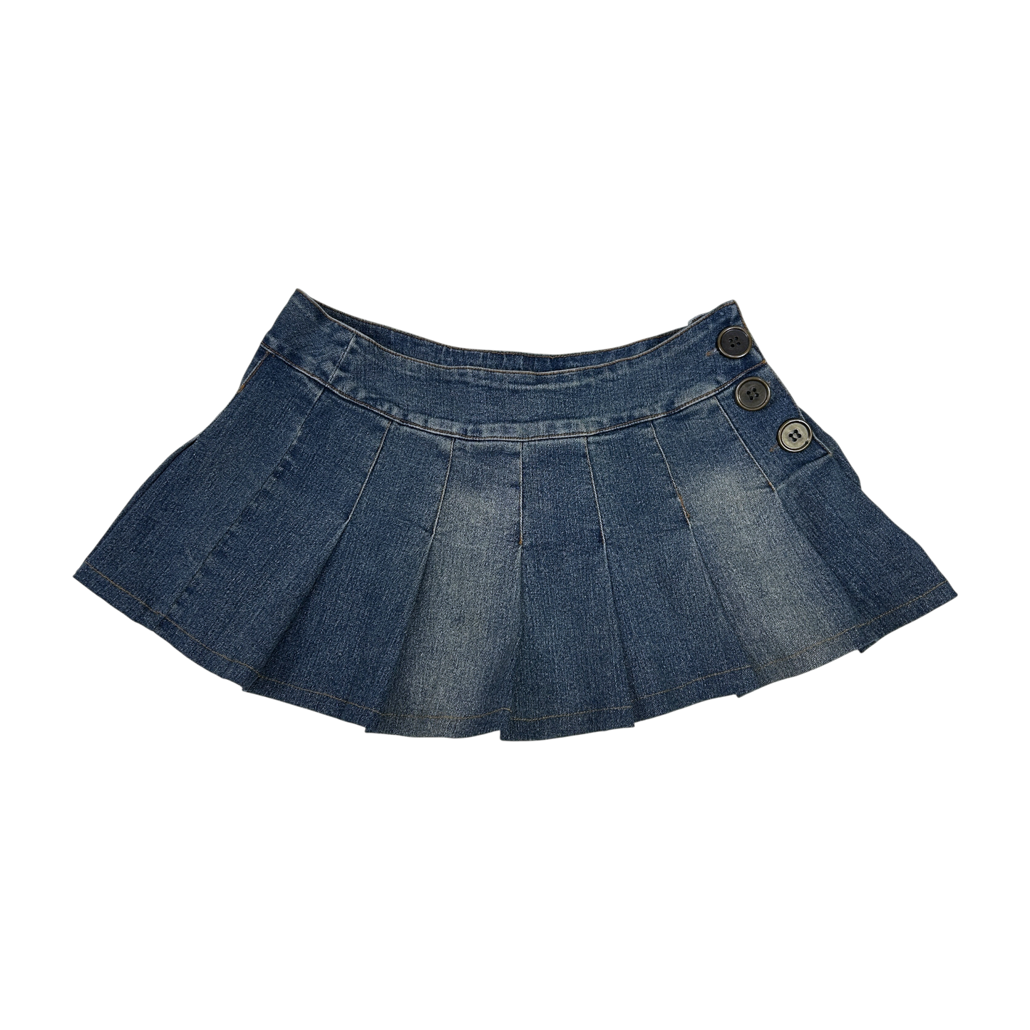 Pleated Denim Mini Skirt - Size M