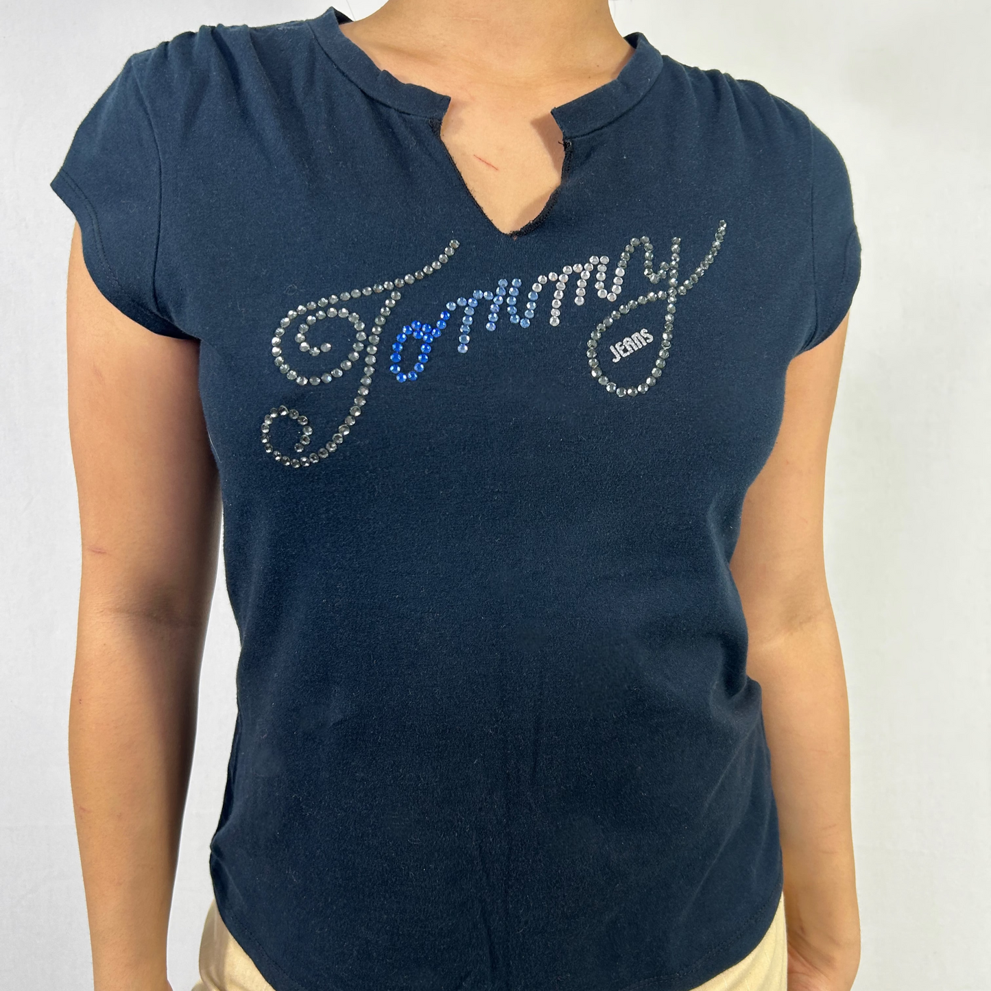 Vintage Blue Tommy Jeans Babytee - Size L/XL