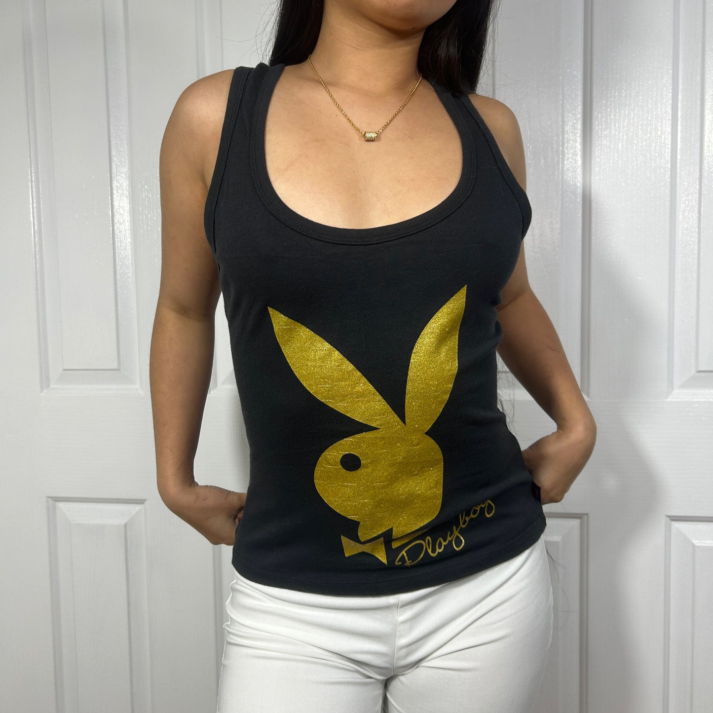 Black Playboy Gold Tank Top - Size M/L