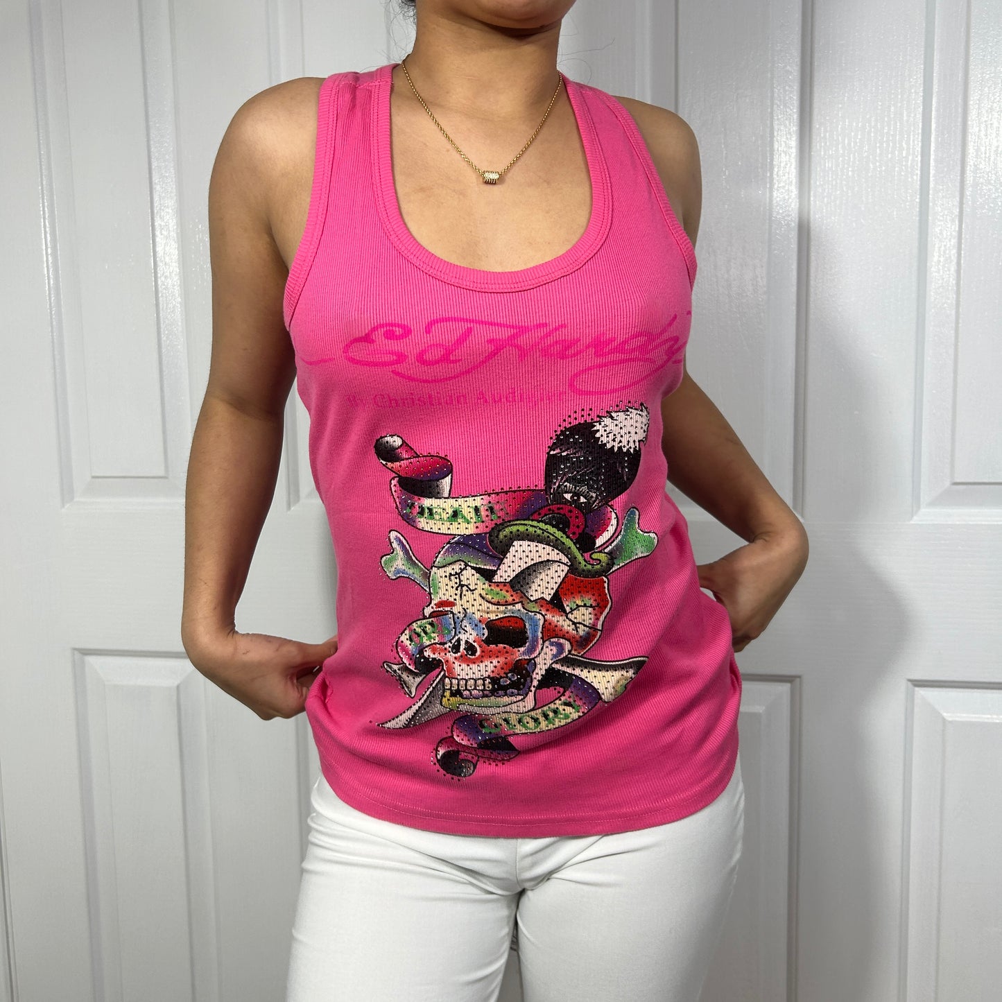 Hot Pink Ed hardy Tank Top - Size L/XL