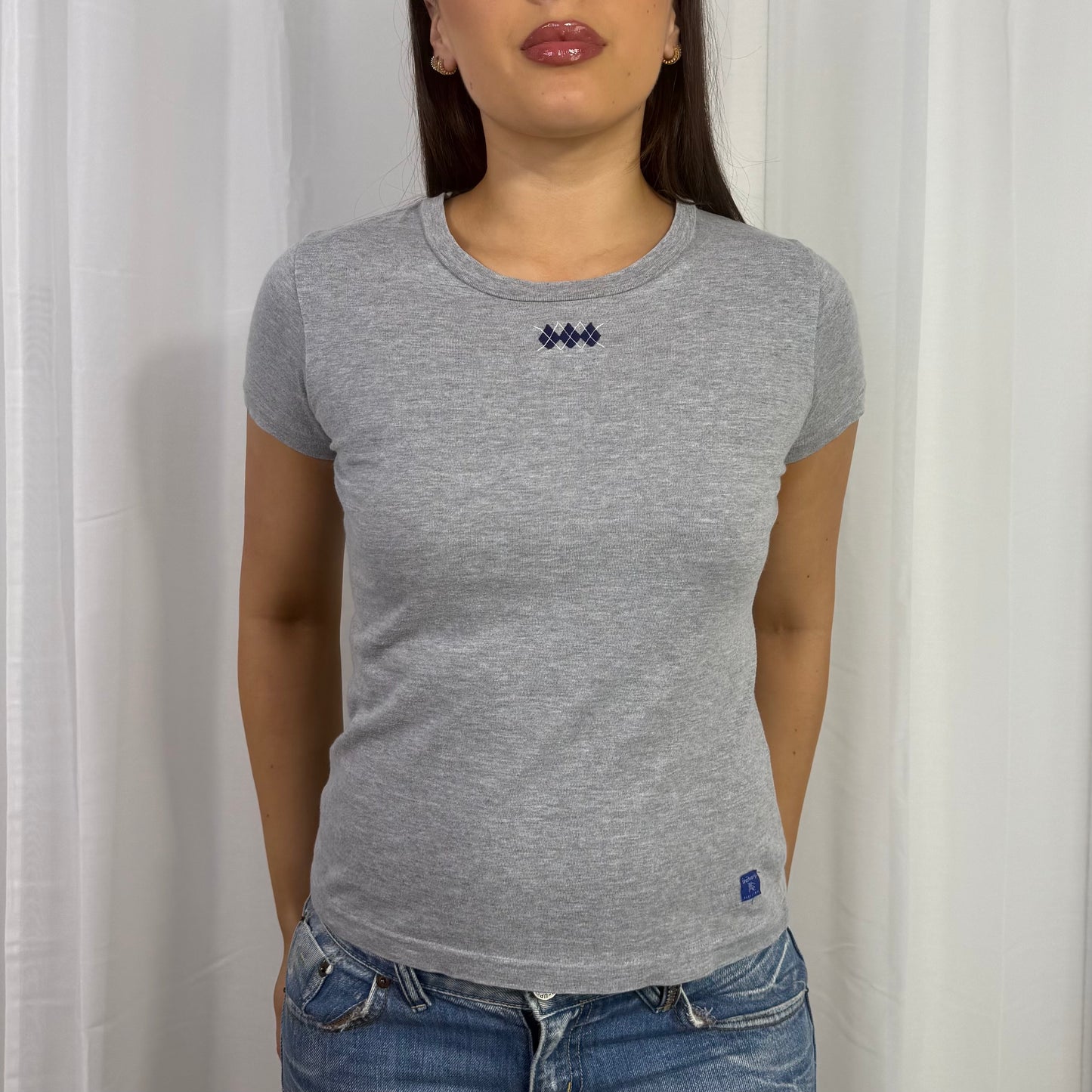 90's Burberry Grey Babytee - Size M