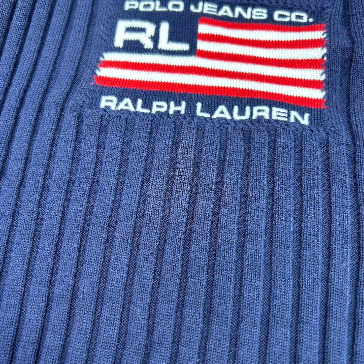 Vintage Navy Blue Polo Jeans Flag Sweater - Size S/M