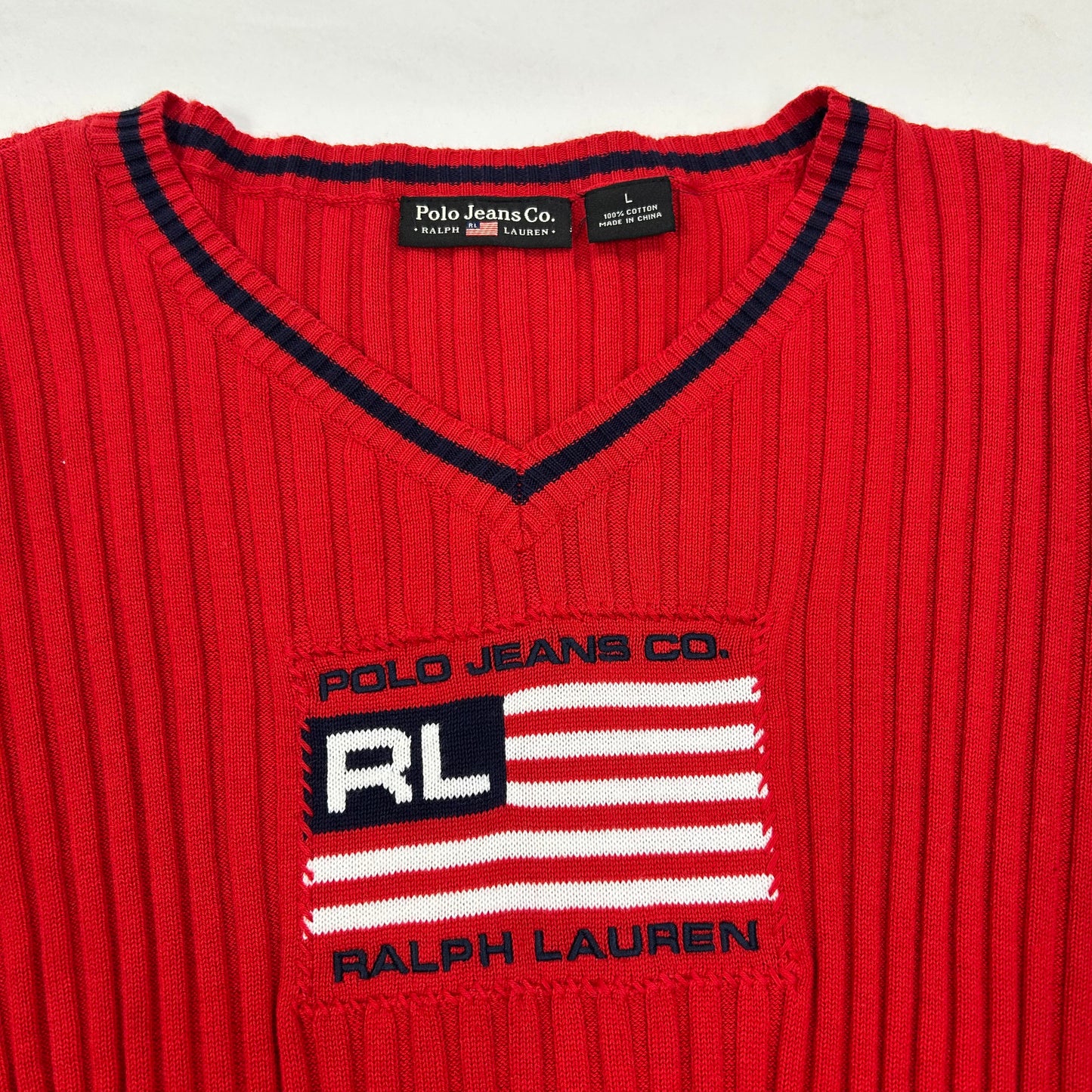 Vintage Polo Jeans Flag Sweater - Size S/M