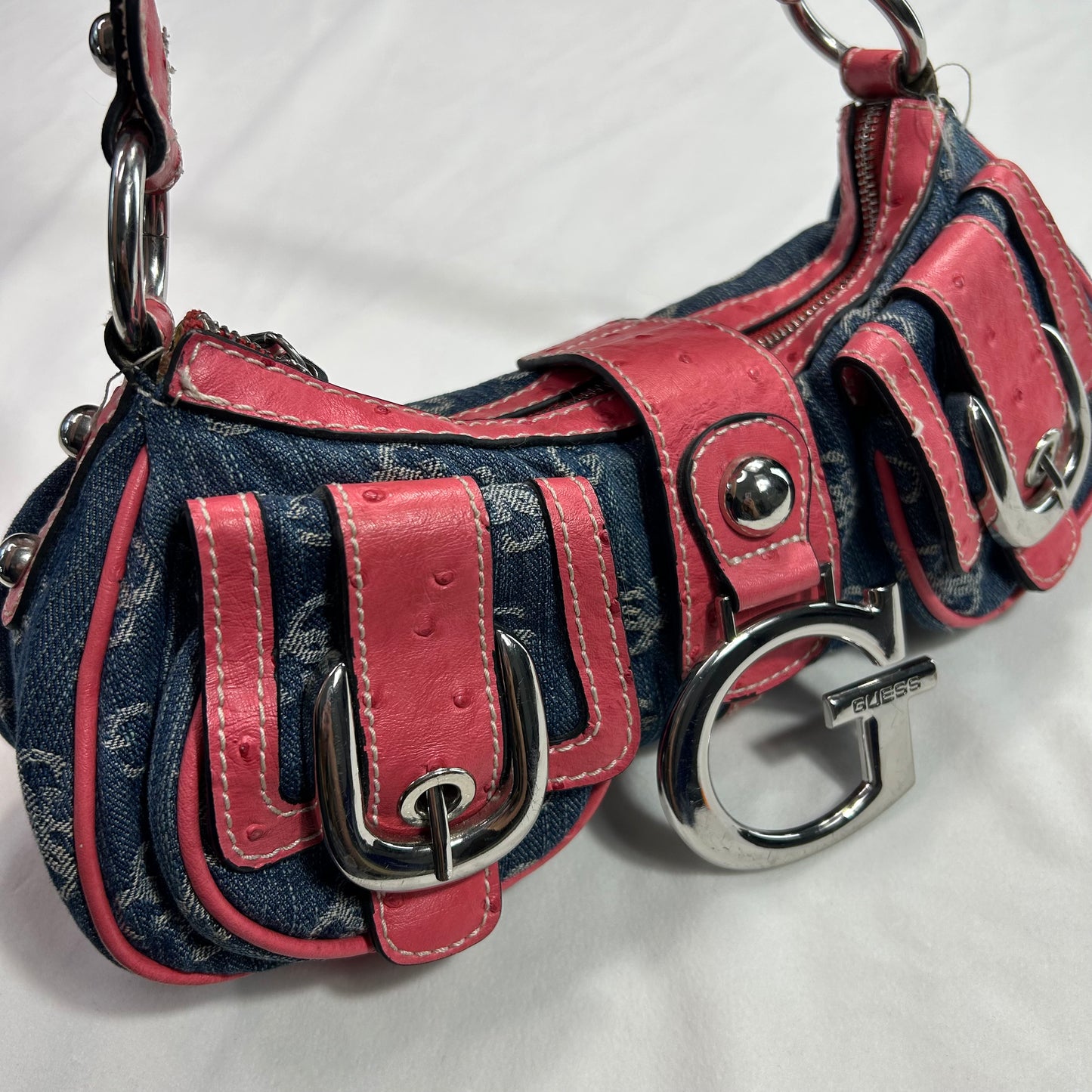 Vintage 2003 Pink Denim Guess Shoulder Bag
