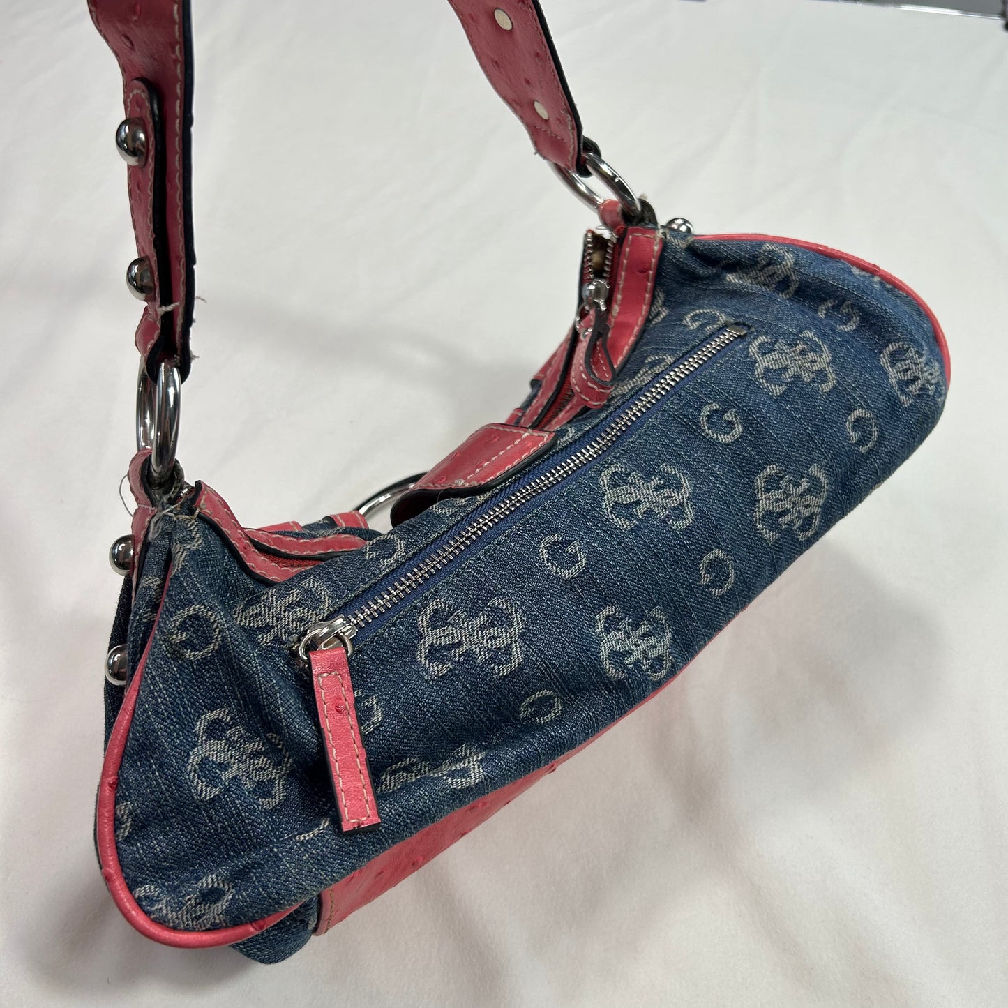 Vintage 2003 Pink Denim Guess Shoulder Bag