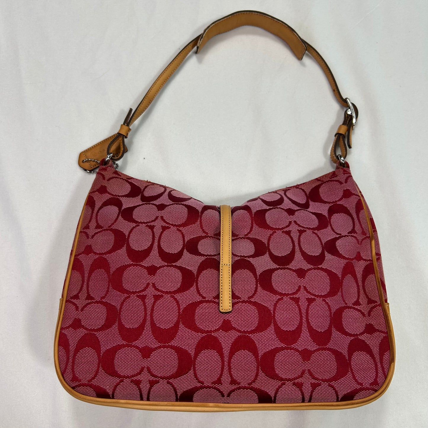 Vintage 2002 Red Coach Hamptons Signature Clip Shoulder Bag