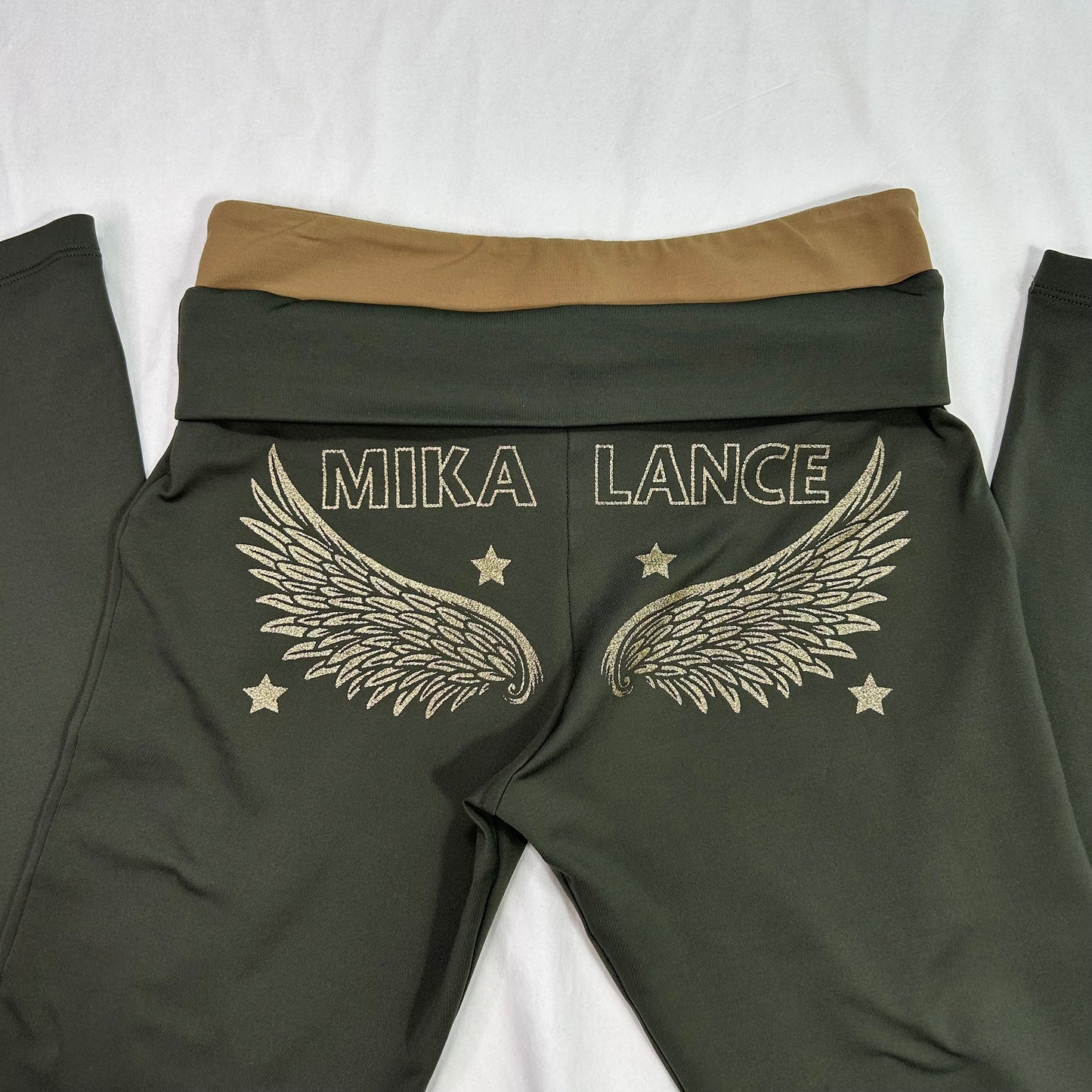 Vintage Mikano Green Angel Wings Fold Over Flared Pants - Size S/M