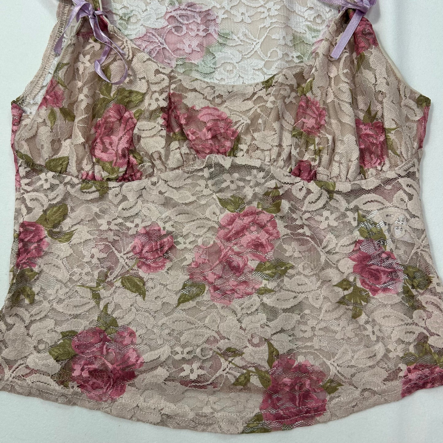 Vintage Floral Babydoll Lace Top - Size S/M