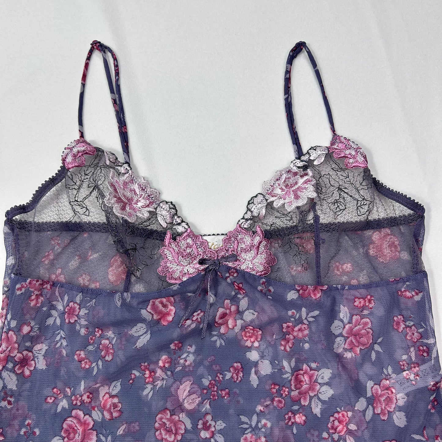 Vintage Etam Purple Sheer Floral Camisole - Size S