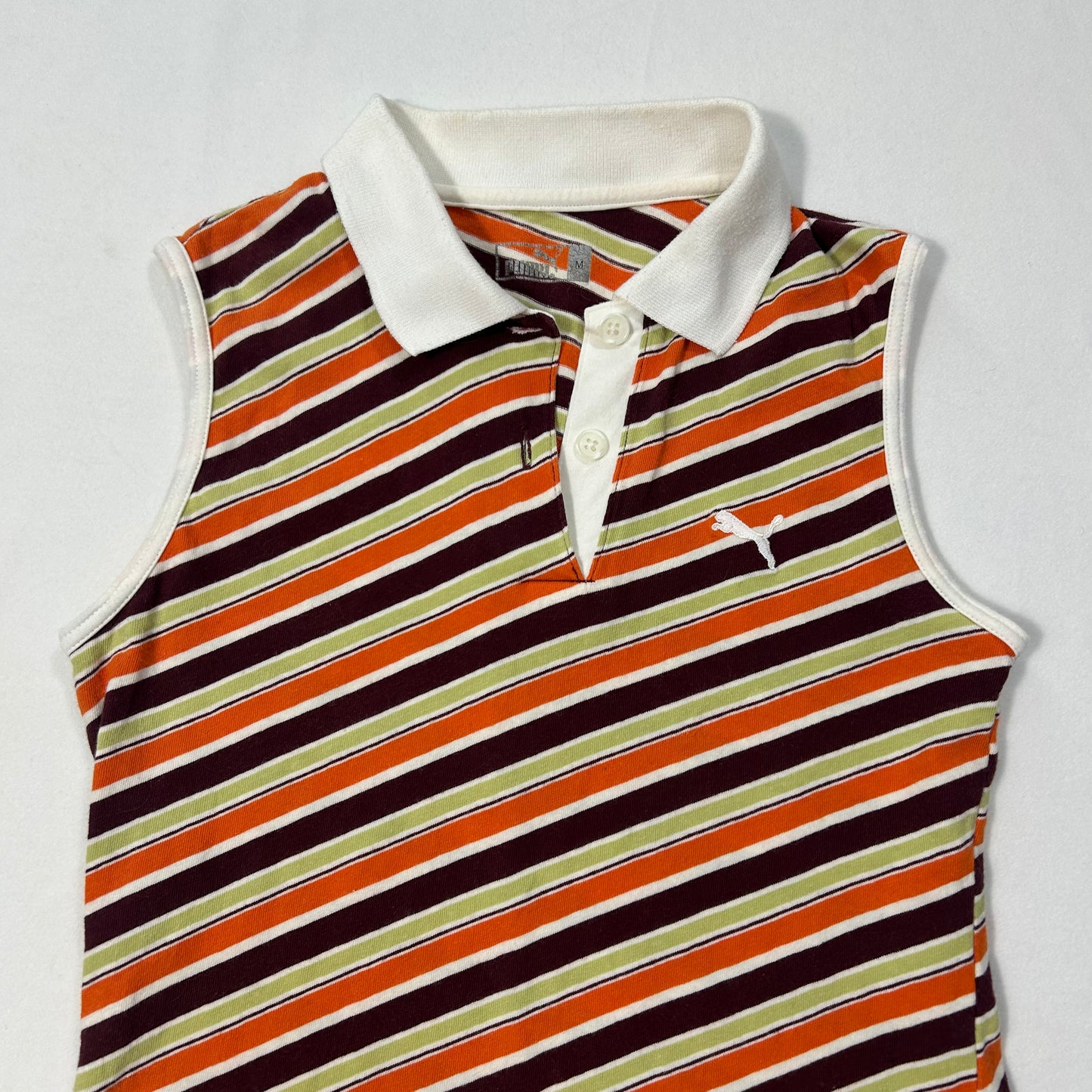 Vintage Puma Striped Collar Tank Top - Size XS