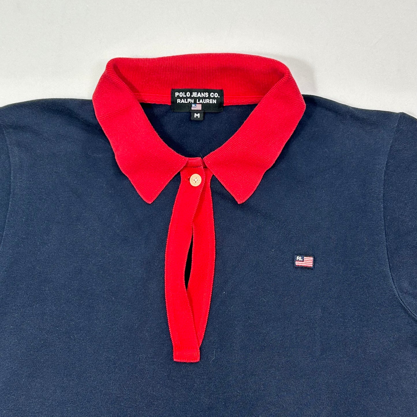 Vintage Two Tone Polo Jeans Collar Babytee - Size M