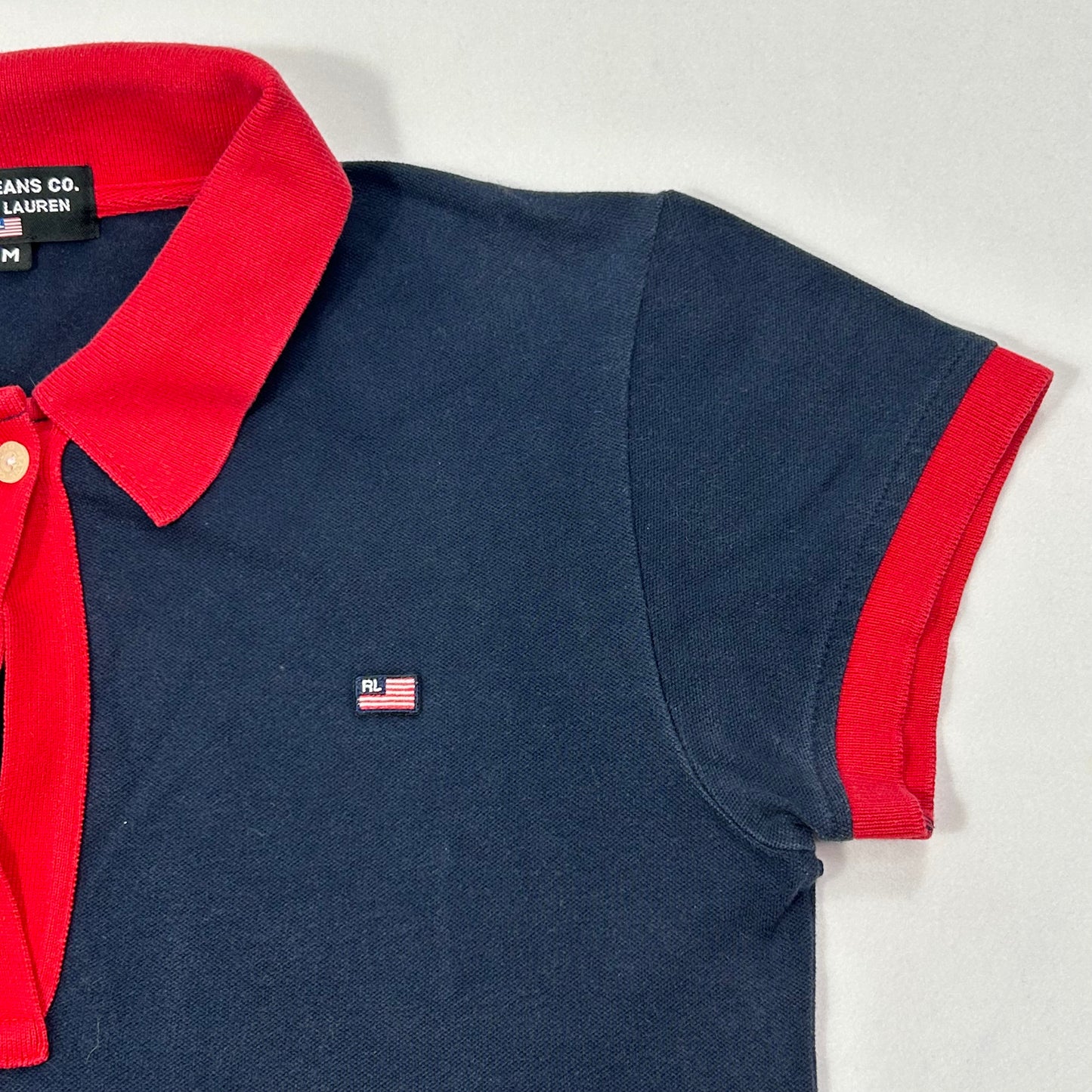Vintage Two Tone Polo Jeans Collar Babytee - Size M