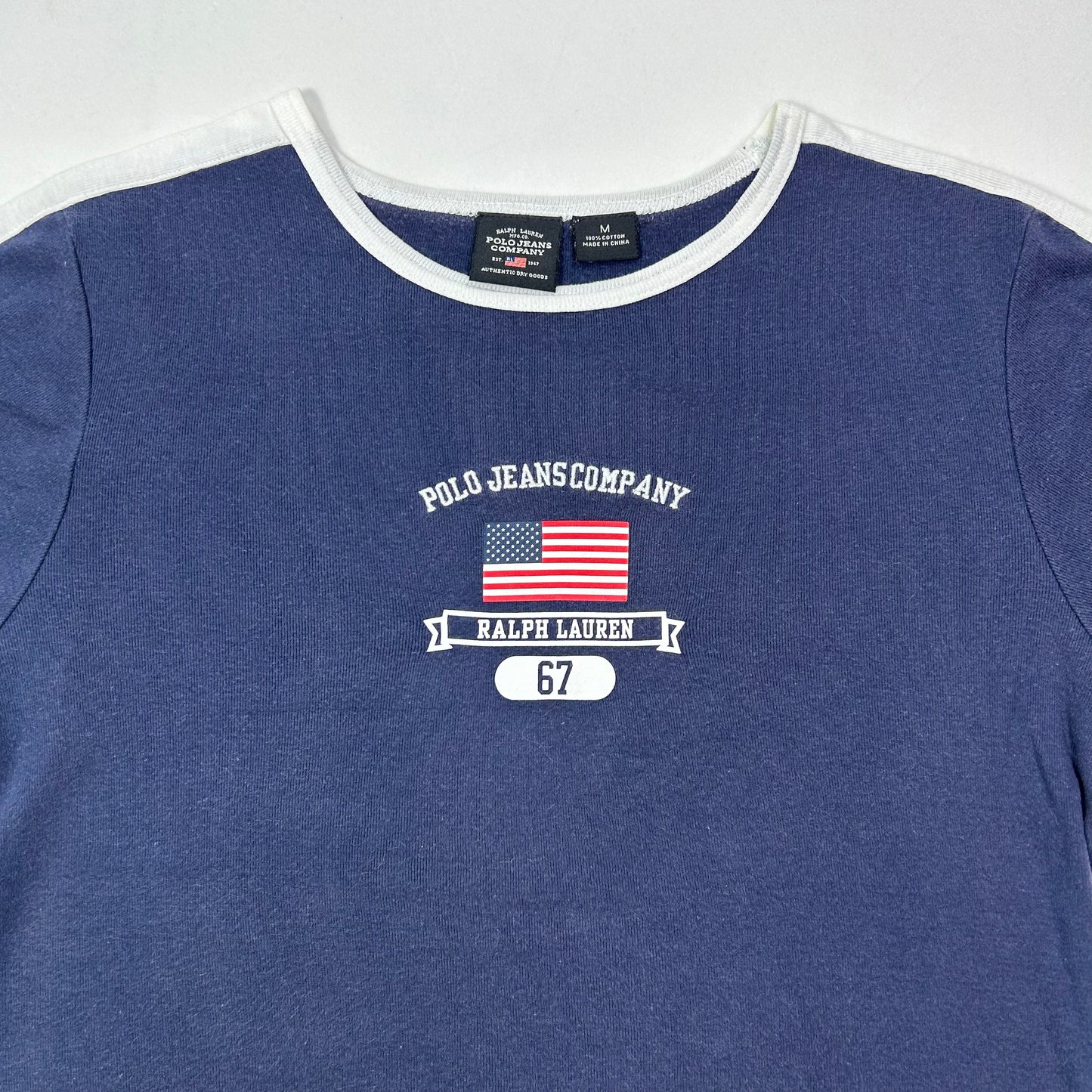 Vintage Polo Jeans '67' Flag Babytee - Size M