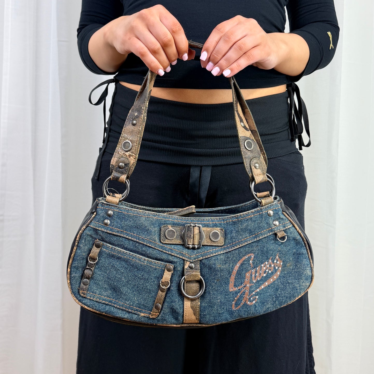 RARE Guess Camo Denim Shoulder Bag