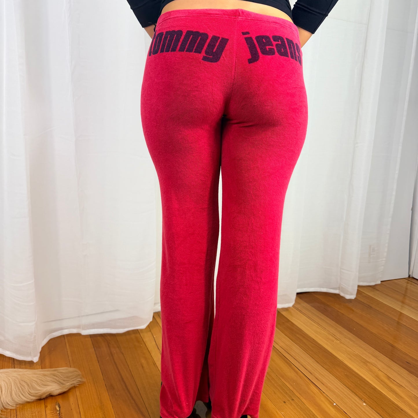 Red Tommy Jean Spell Out Trousers - Size L/XL