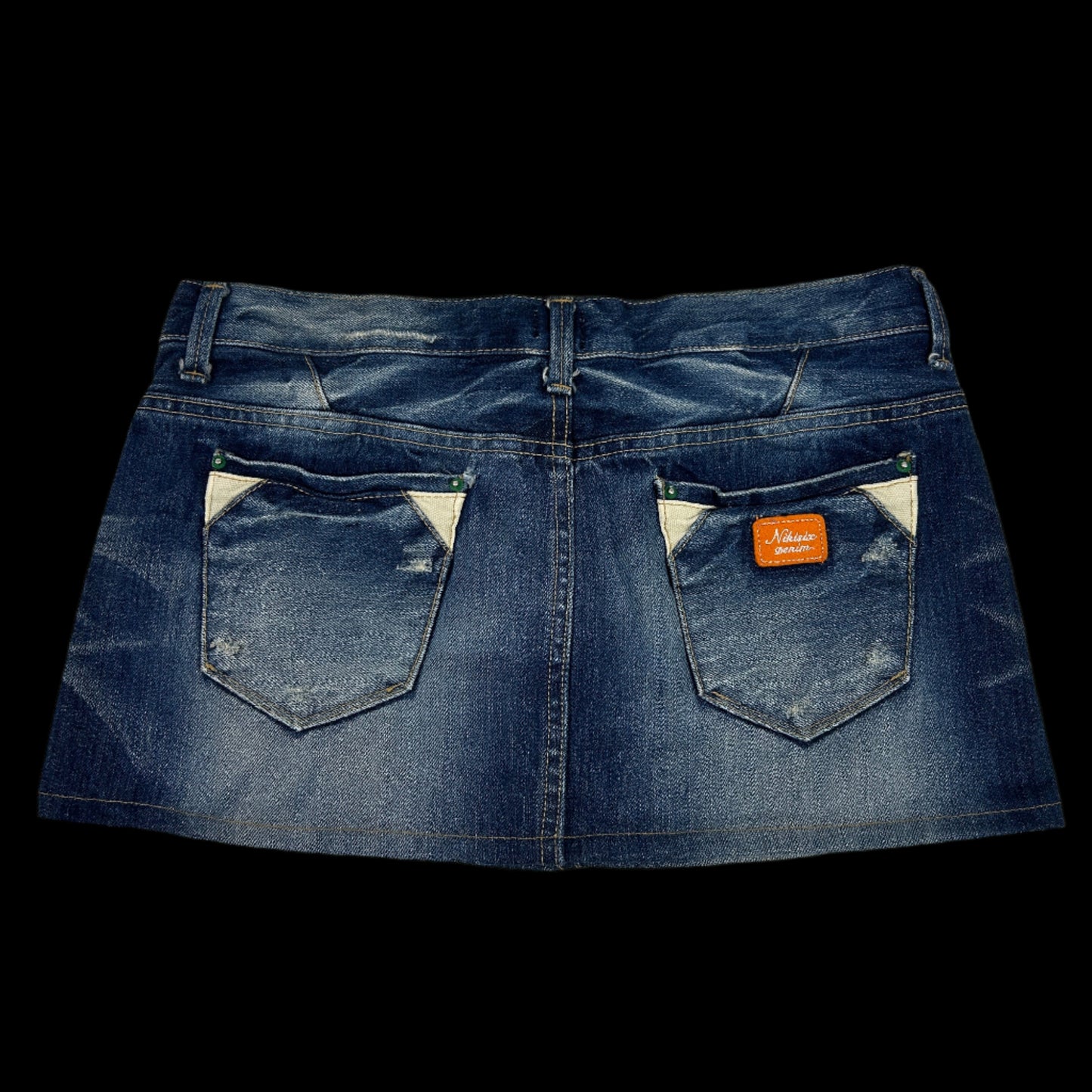 Distressed Denim Mini Skirt - Size M