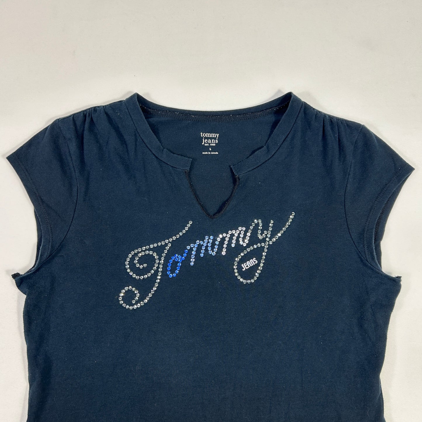 Vintage Blue Tommy Jeans Babytee - Size L/XL