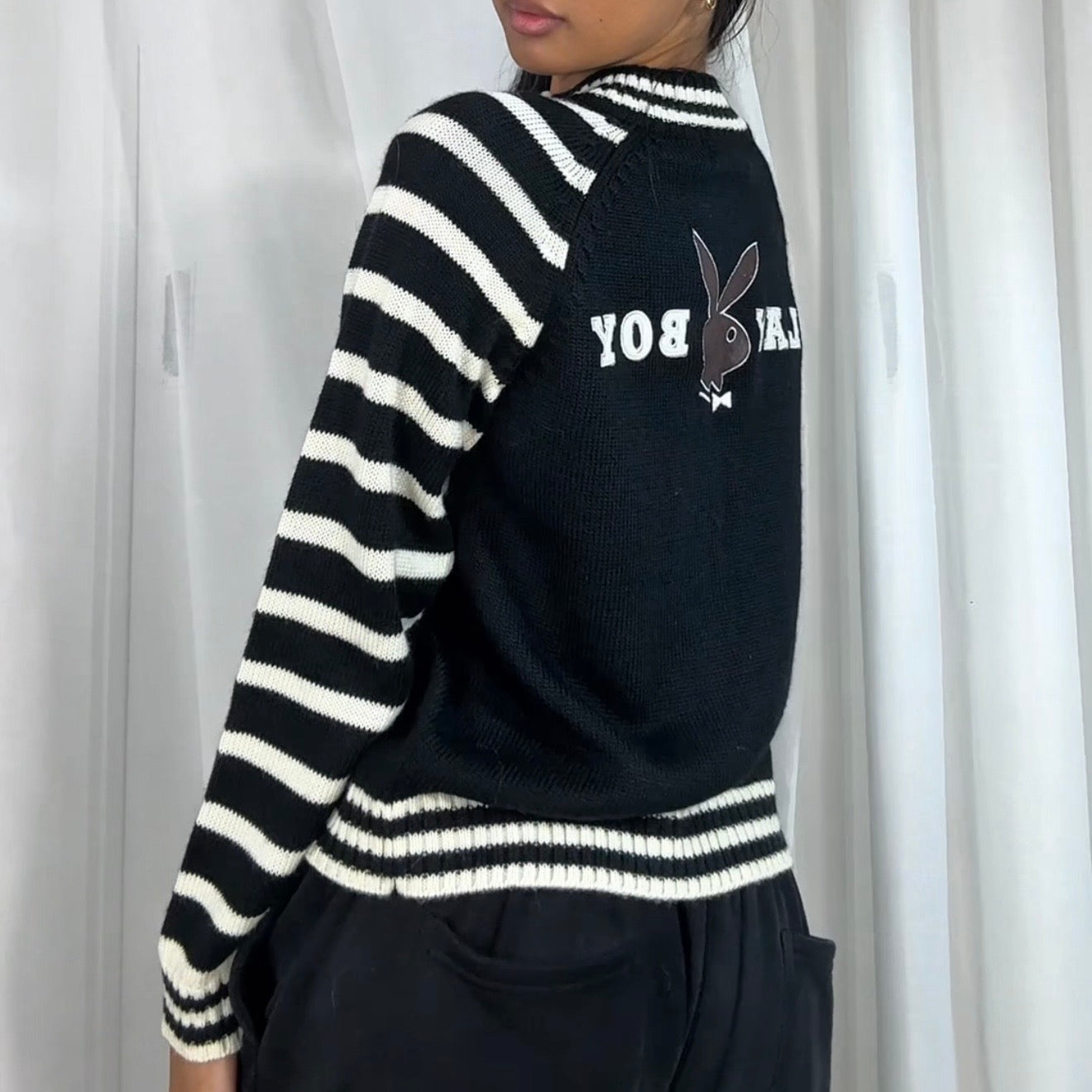 Vintage Playboy Striped Double Zip Jacket - Size M/L