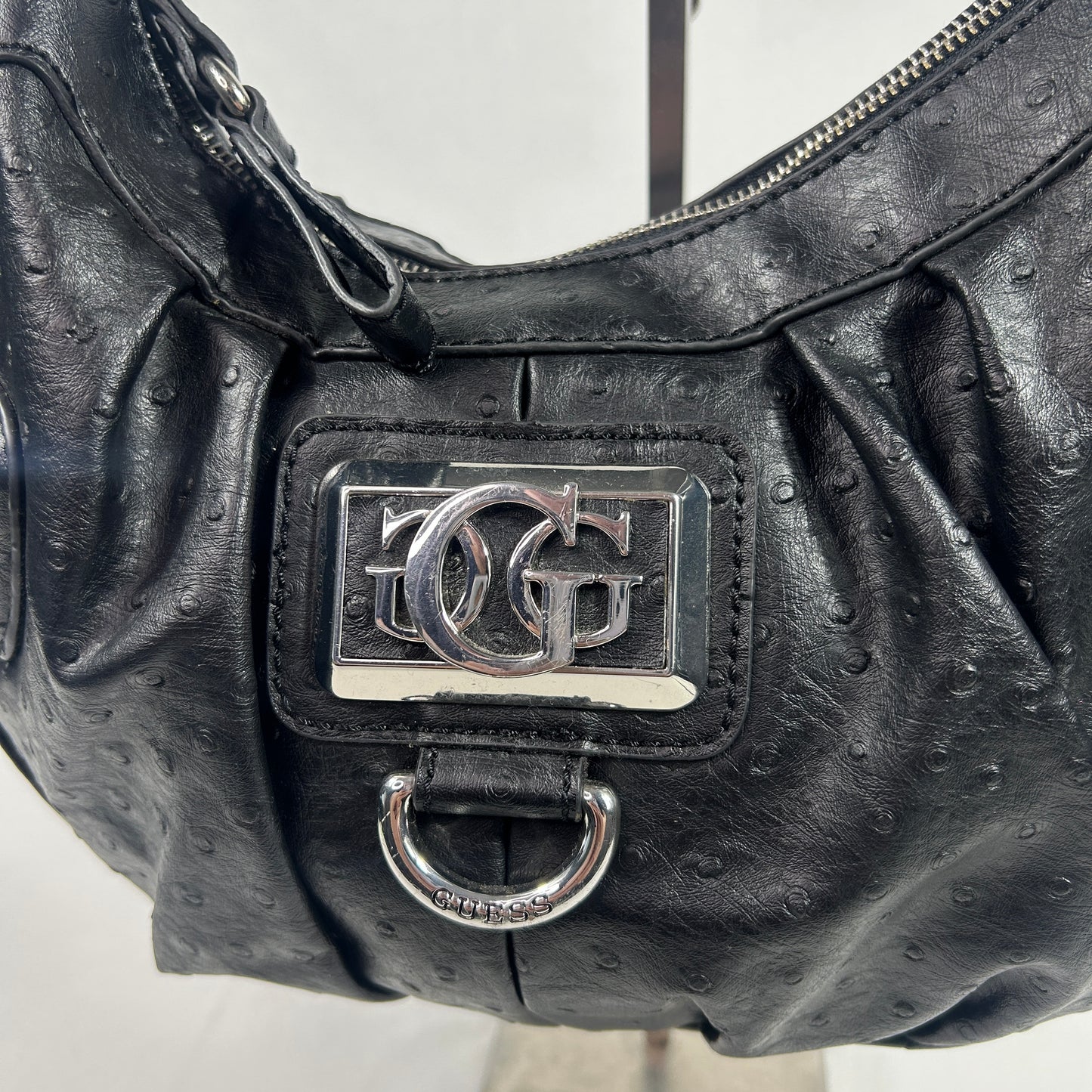 Vintage Black Faux Leather Guess Shoulder Bag