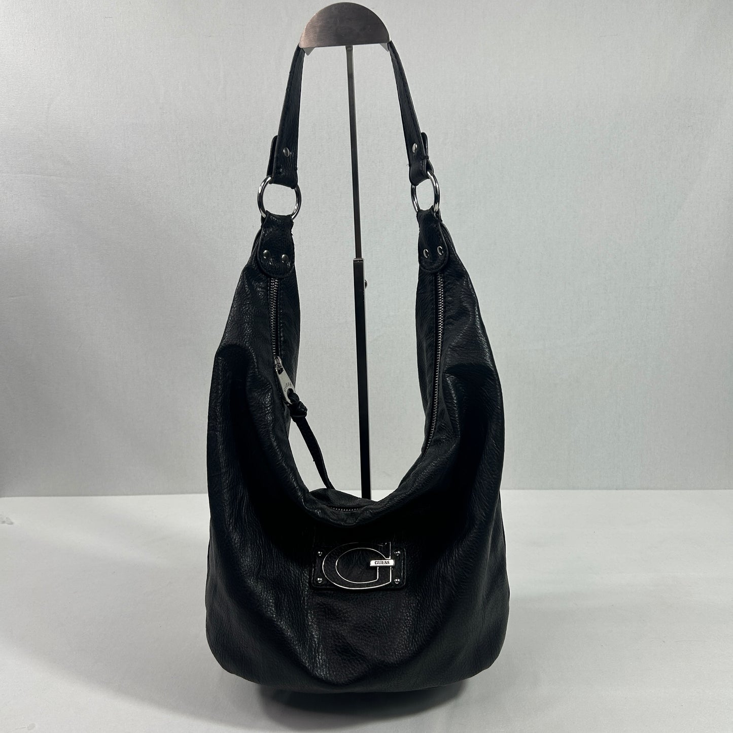 Vintage Faux Leather Black Guess Shoulder Bag