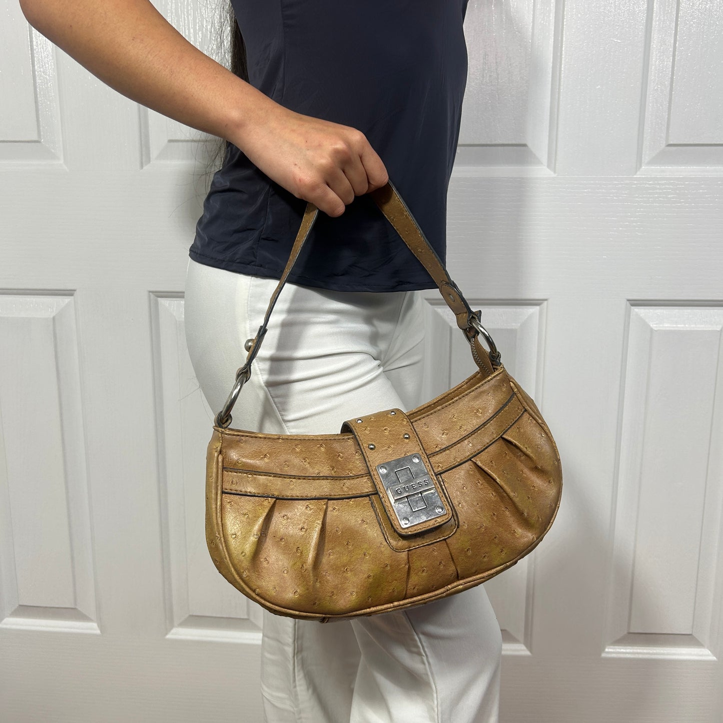 Vintage Brown Guess Baguette Shoulder Bag