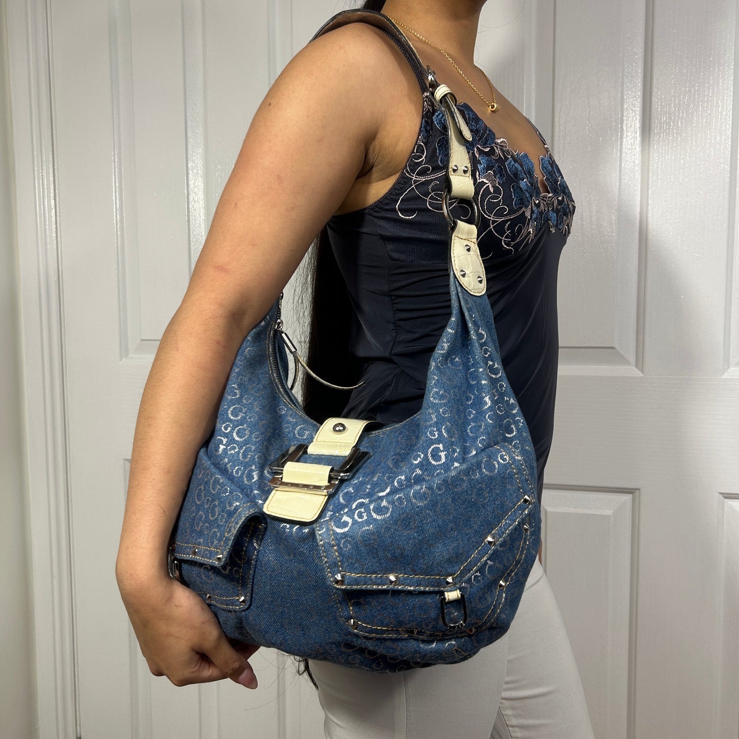 Vintage Guess Denim Slouchy Shoulder Bag