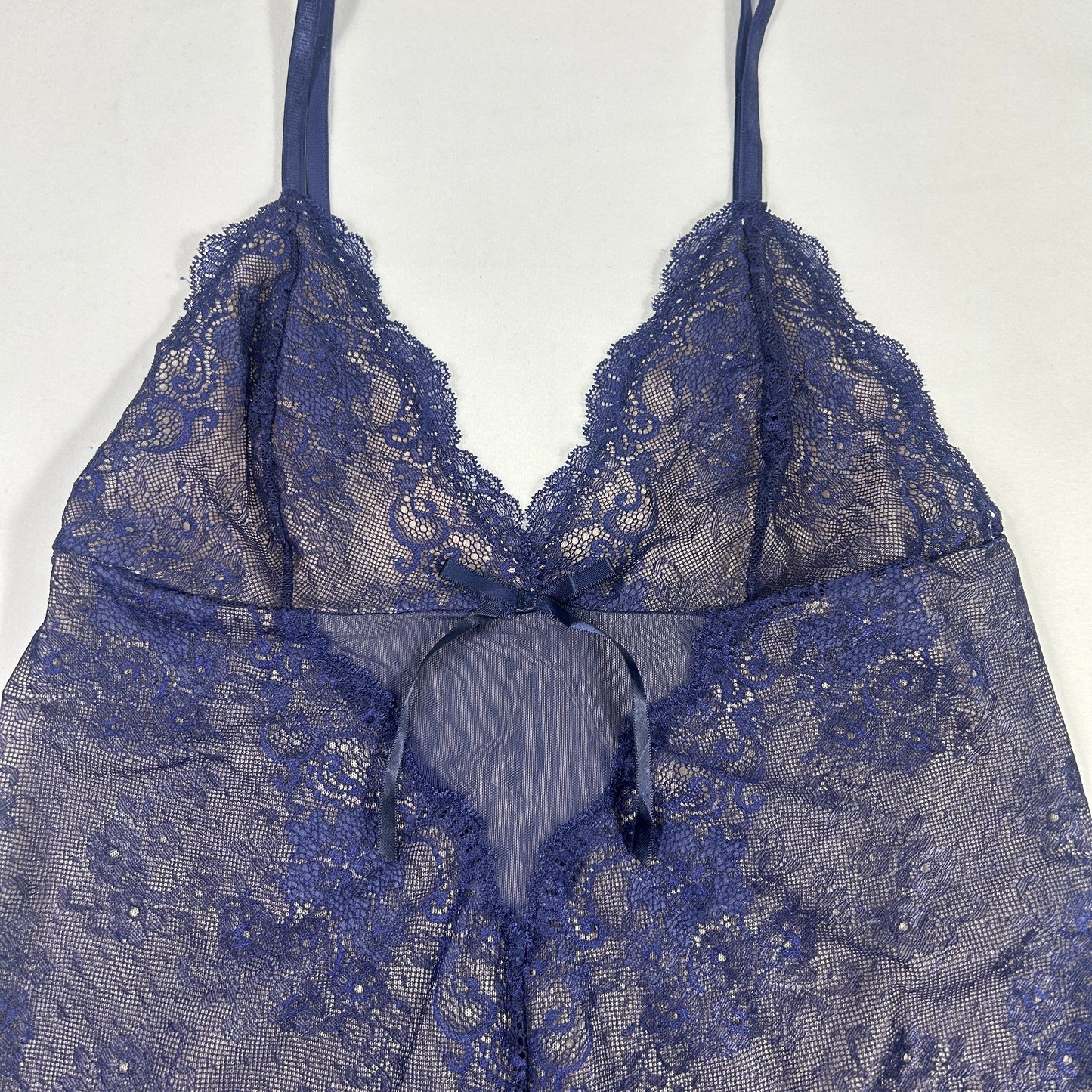 Navy Blue Sheer Lace Camisole - Size S