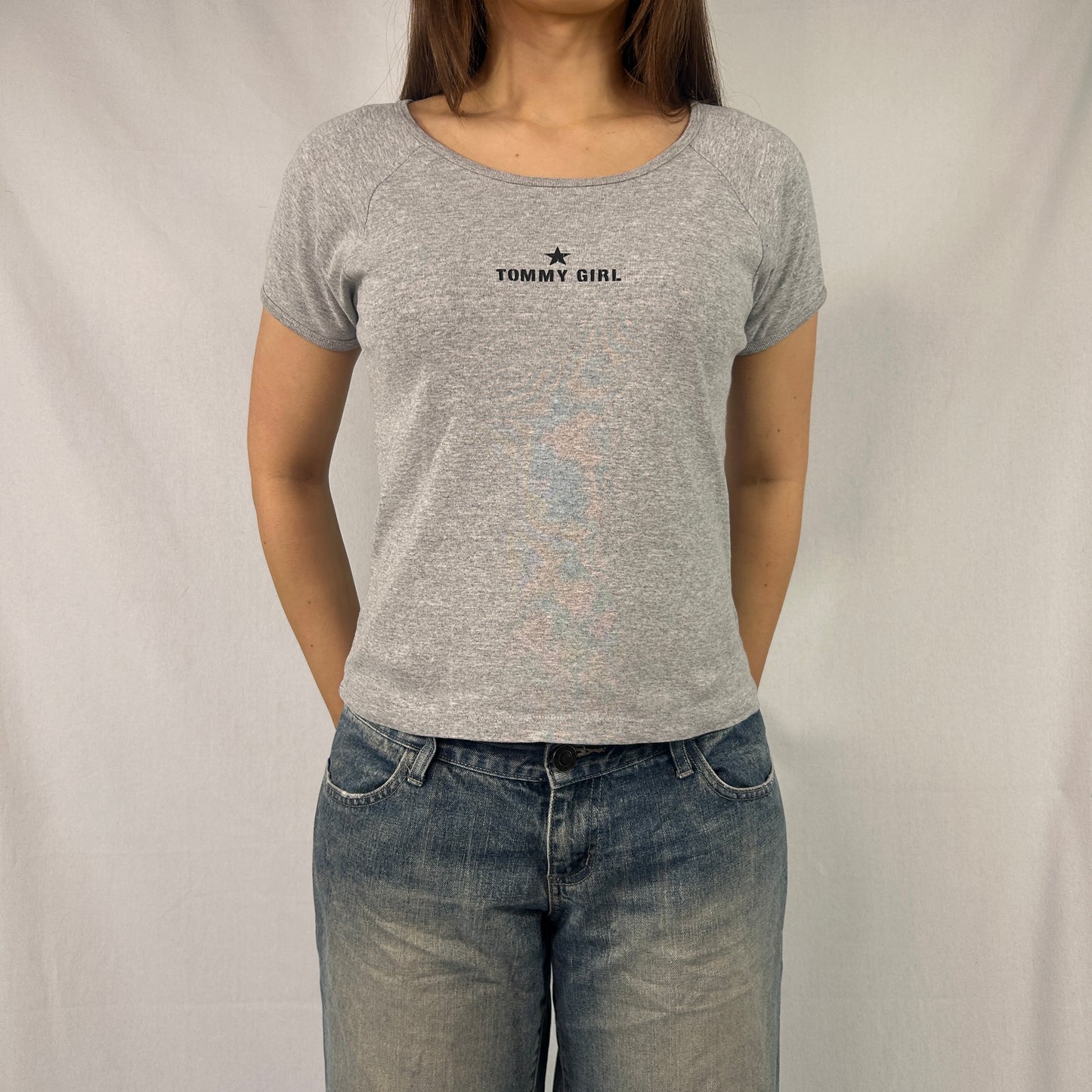 Vintage Grey Tommy Girl Babytee - Size S/M/L